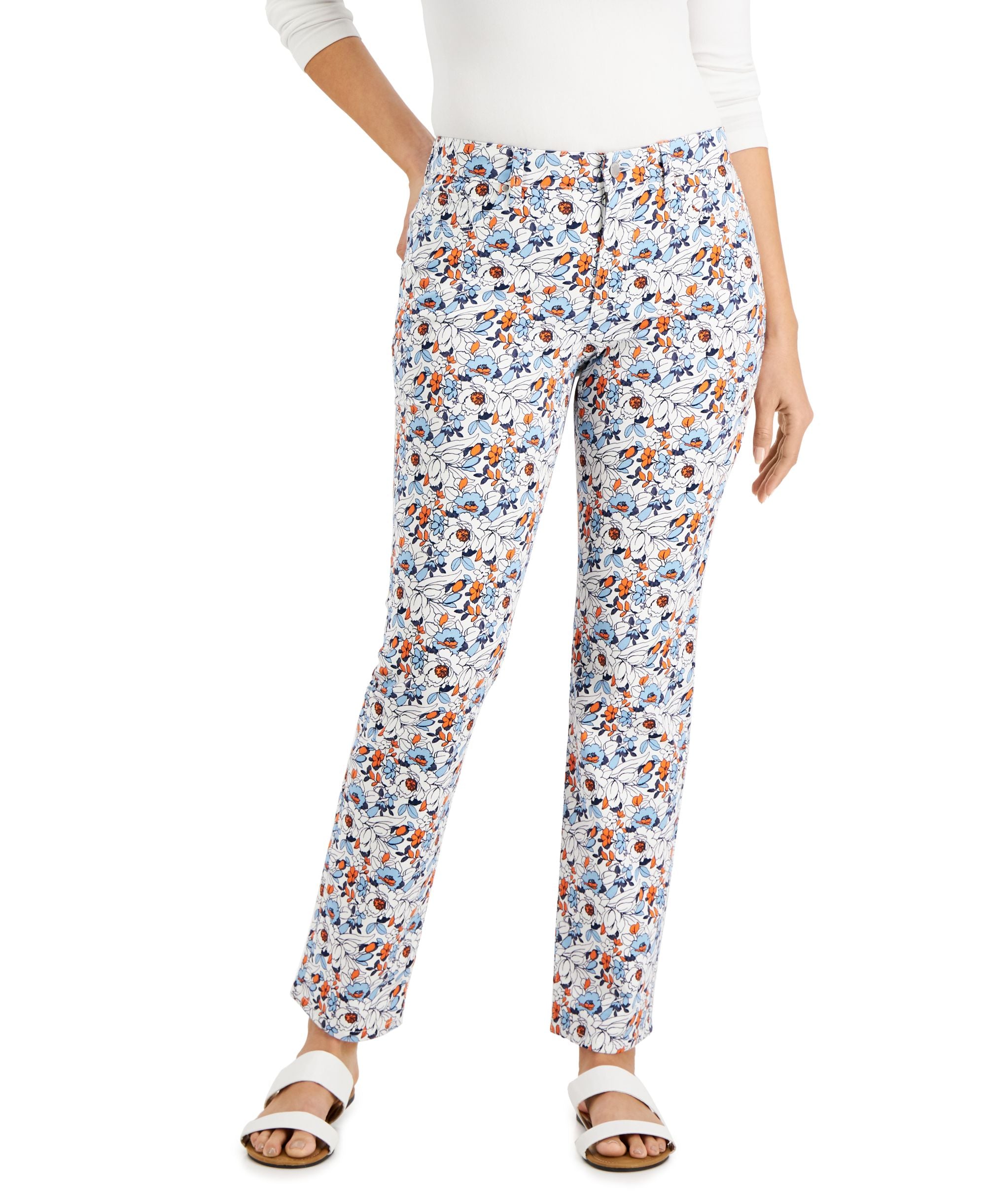 Charter Club Lexington Geo-Print Straight-Leg Premium Jeans