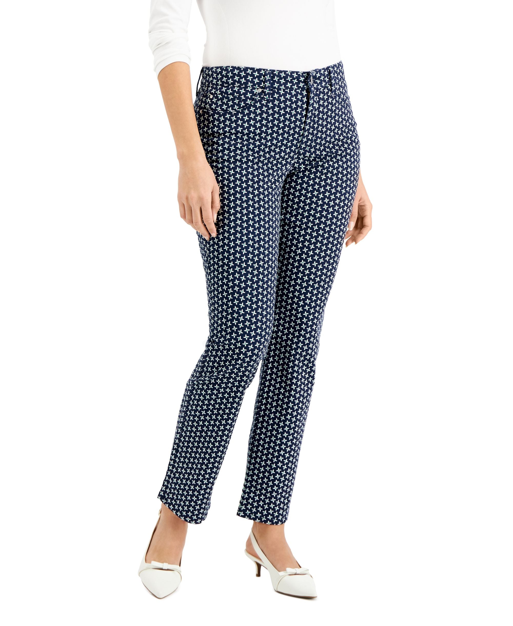 Charter Club Lexington Geo-Print Straight-Leg Premium Jeans