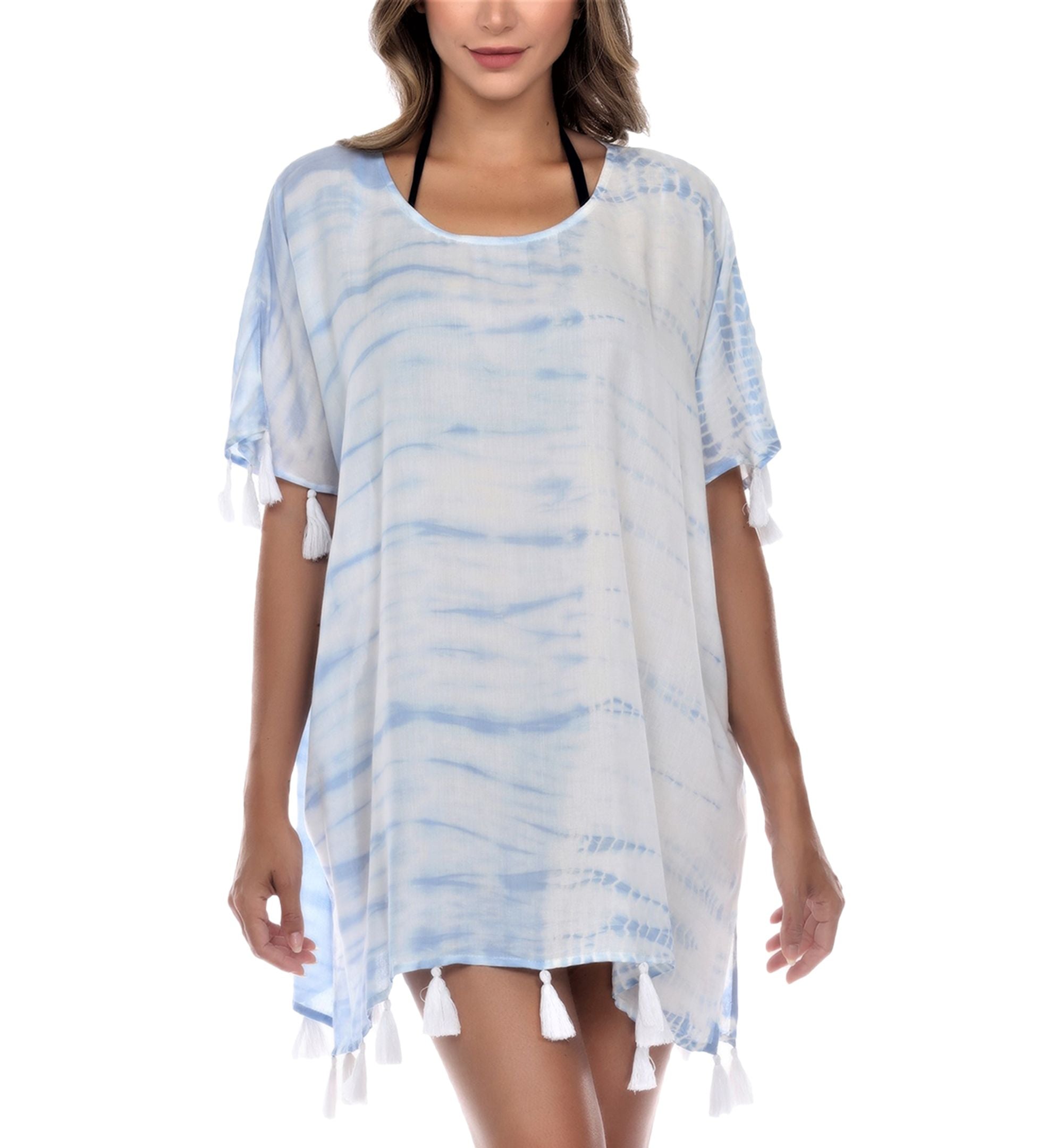 Tie-Dye Tassel-Trim Tunic Cover-Up