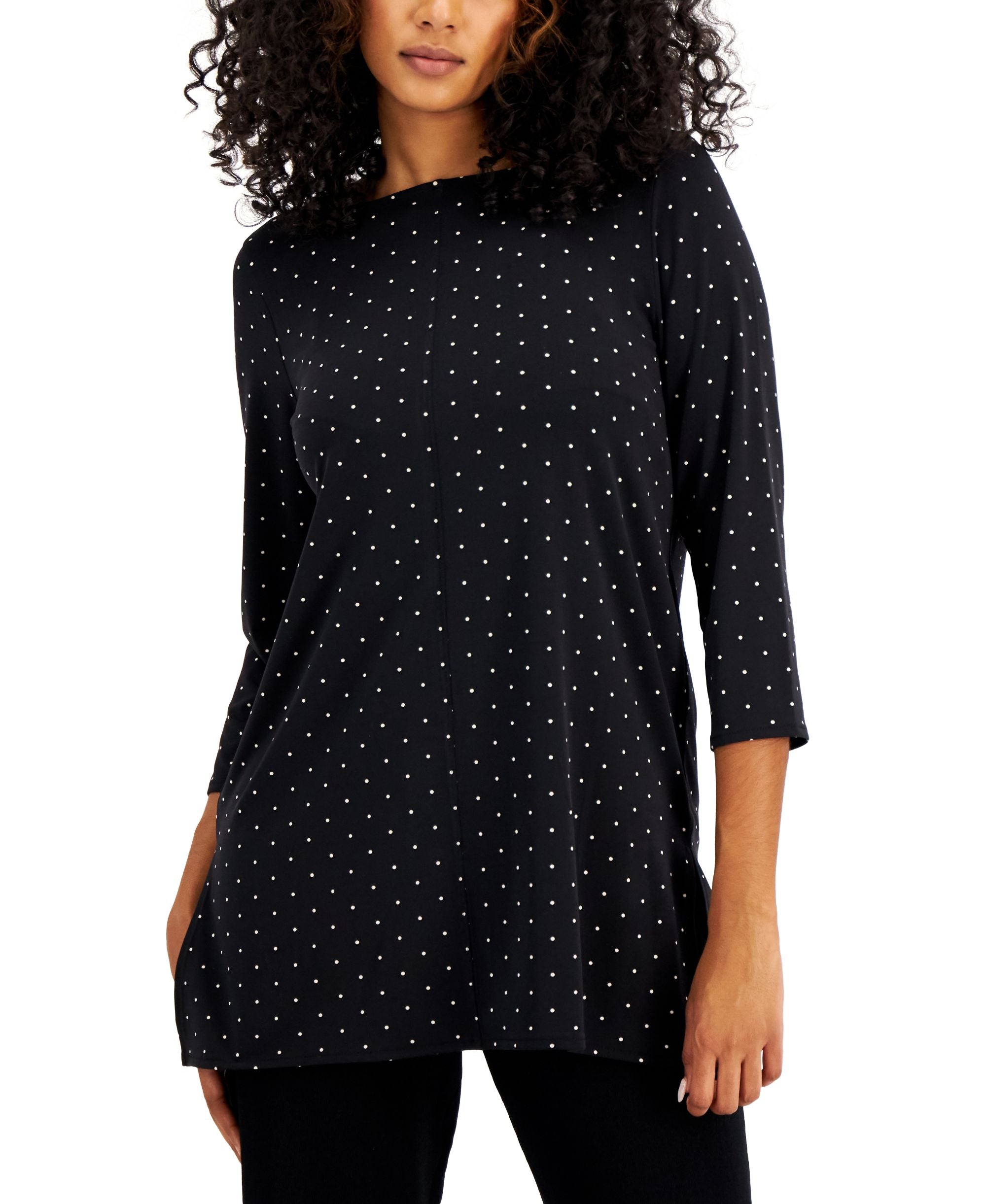 Alfani Petite 3/4 Sleeve Printed Premium Top