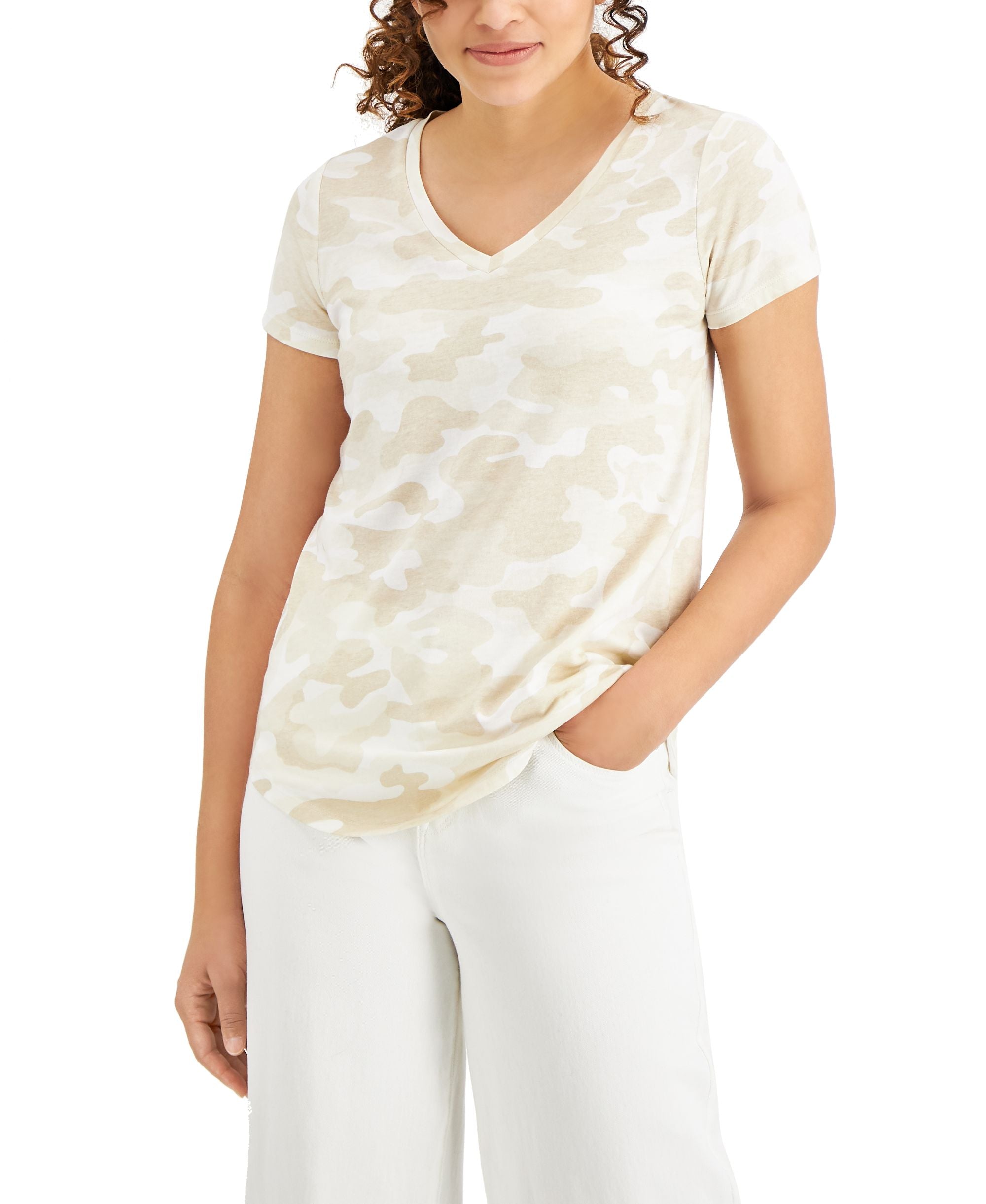 Style & Co Printed V Neck T-Modern Shirt