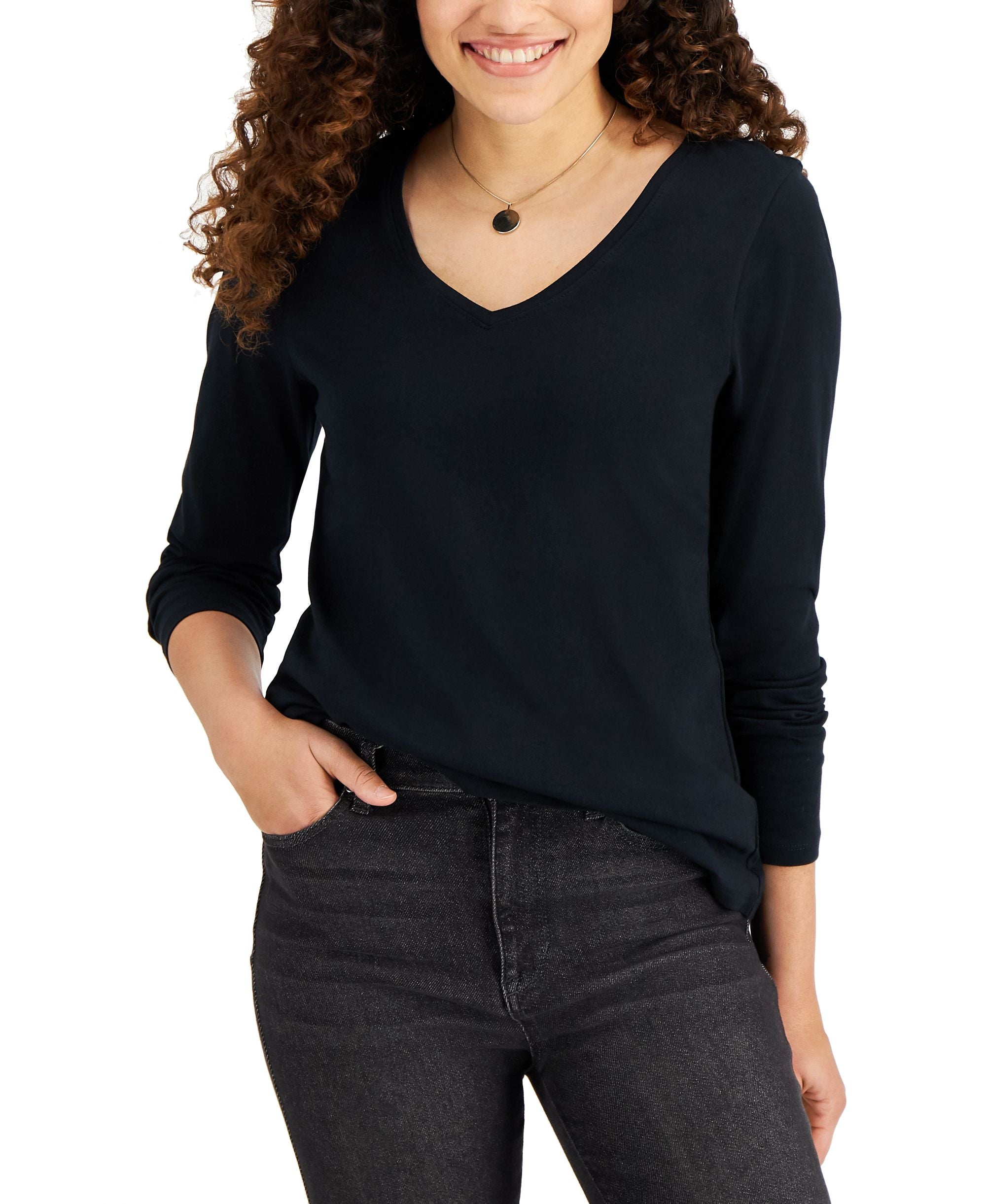 Style & Co Cotton V Neck T-Modern Shirt