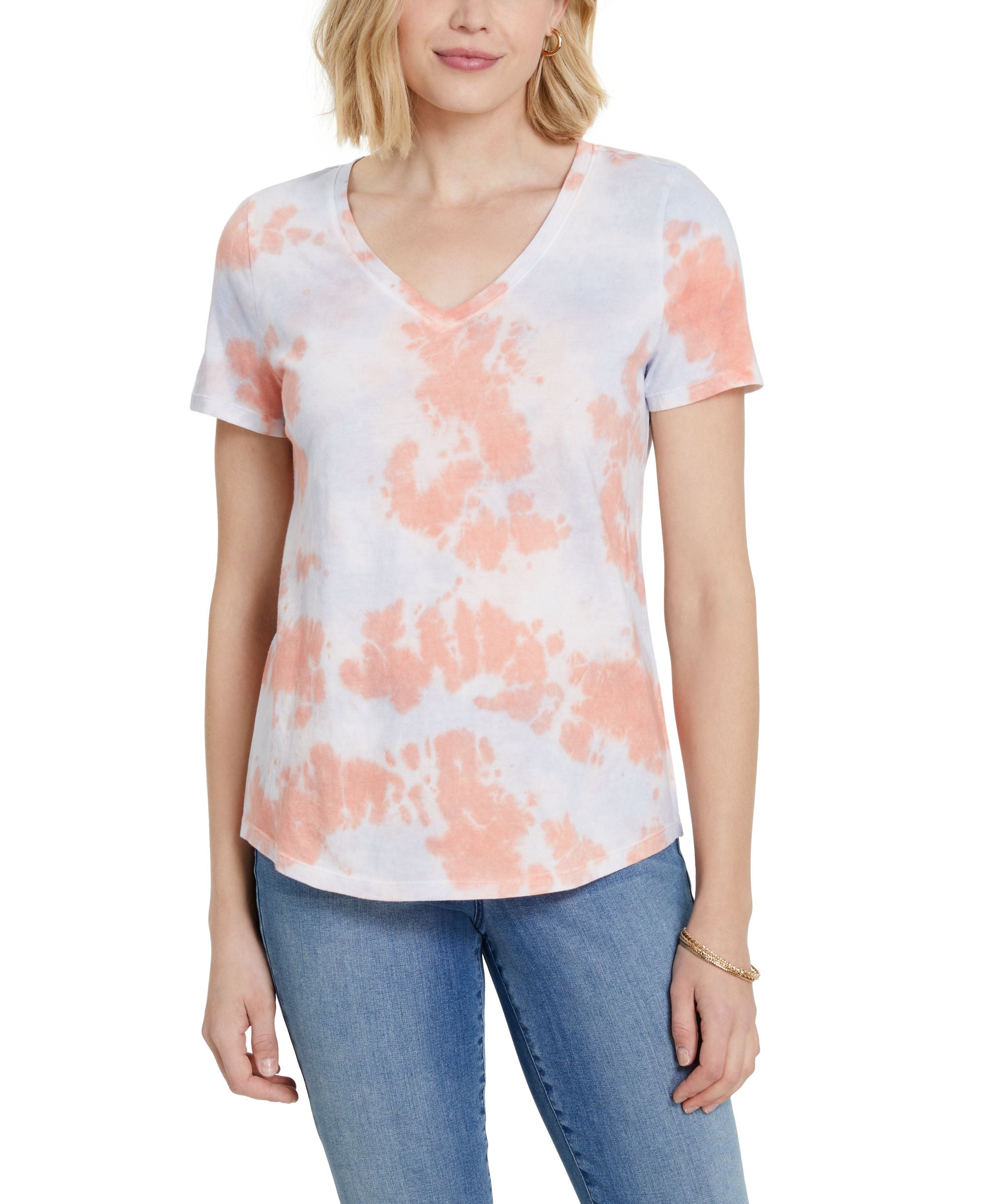 Style & Co Plus Size Cotton Printed V Neck T-Modern Shirt