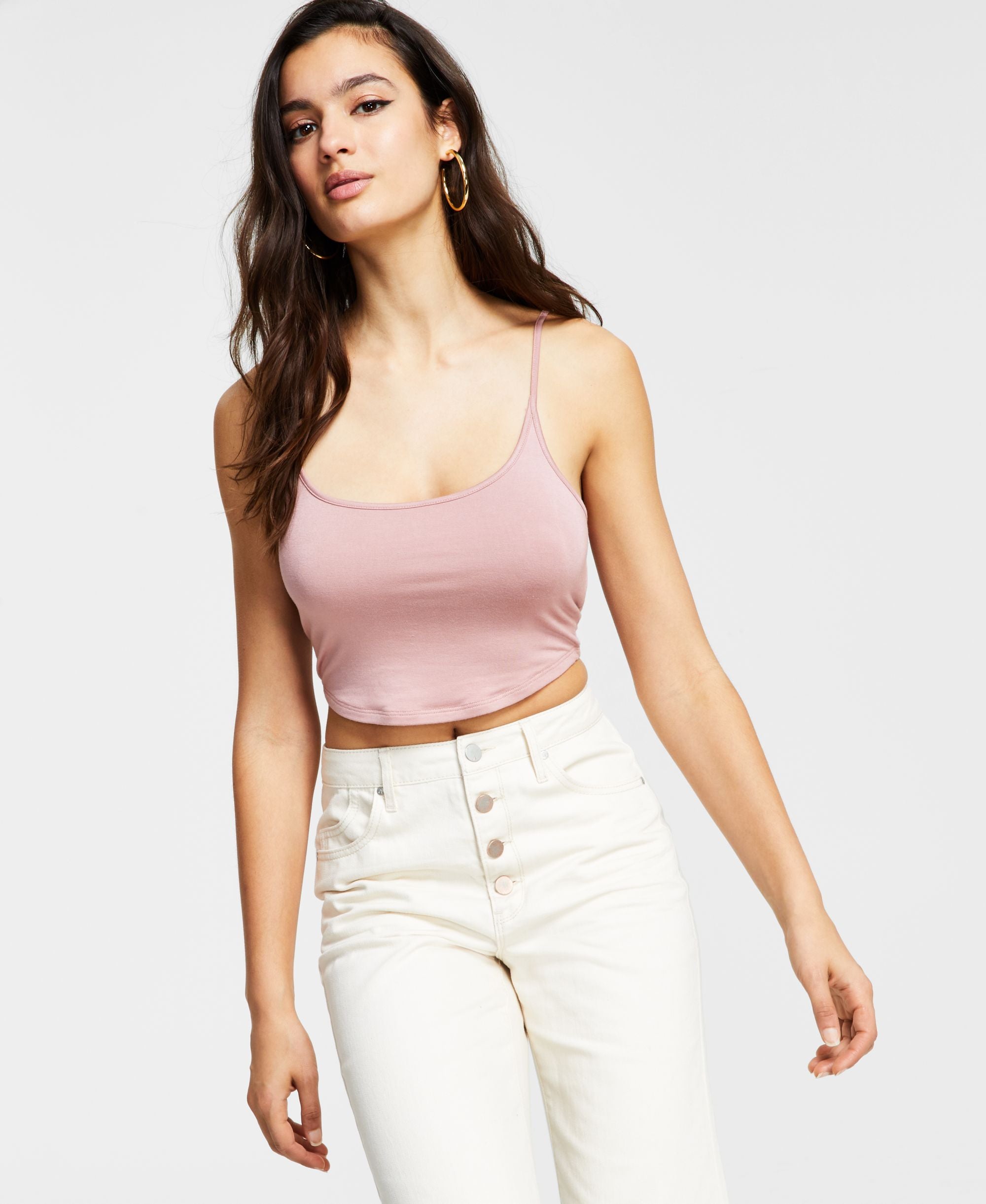 Bar III Cropped Jersey Tank Premium Top