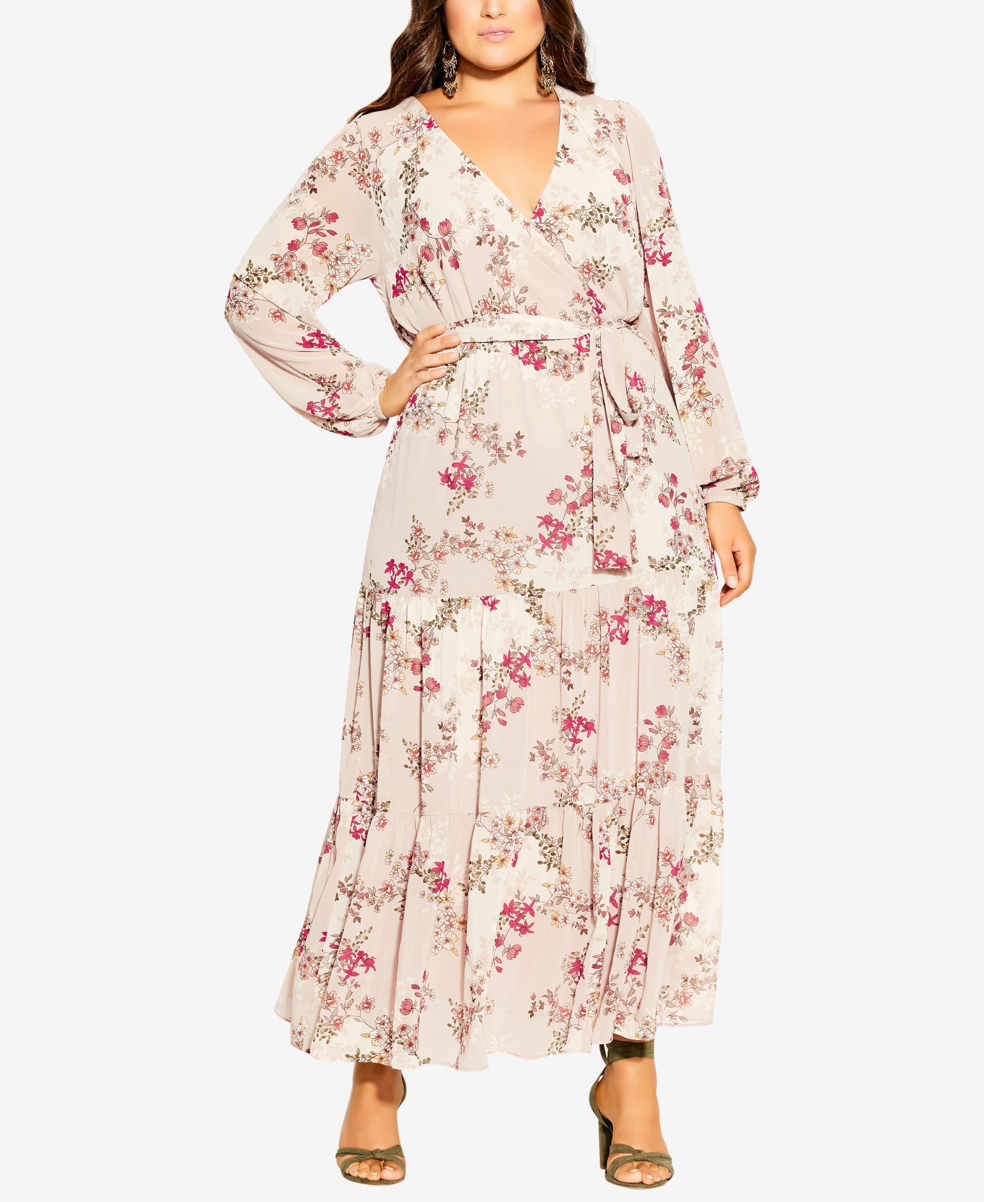 City Chic Modern Plus Size Flower Child V Faux Wrap Maxi Dress