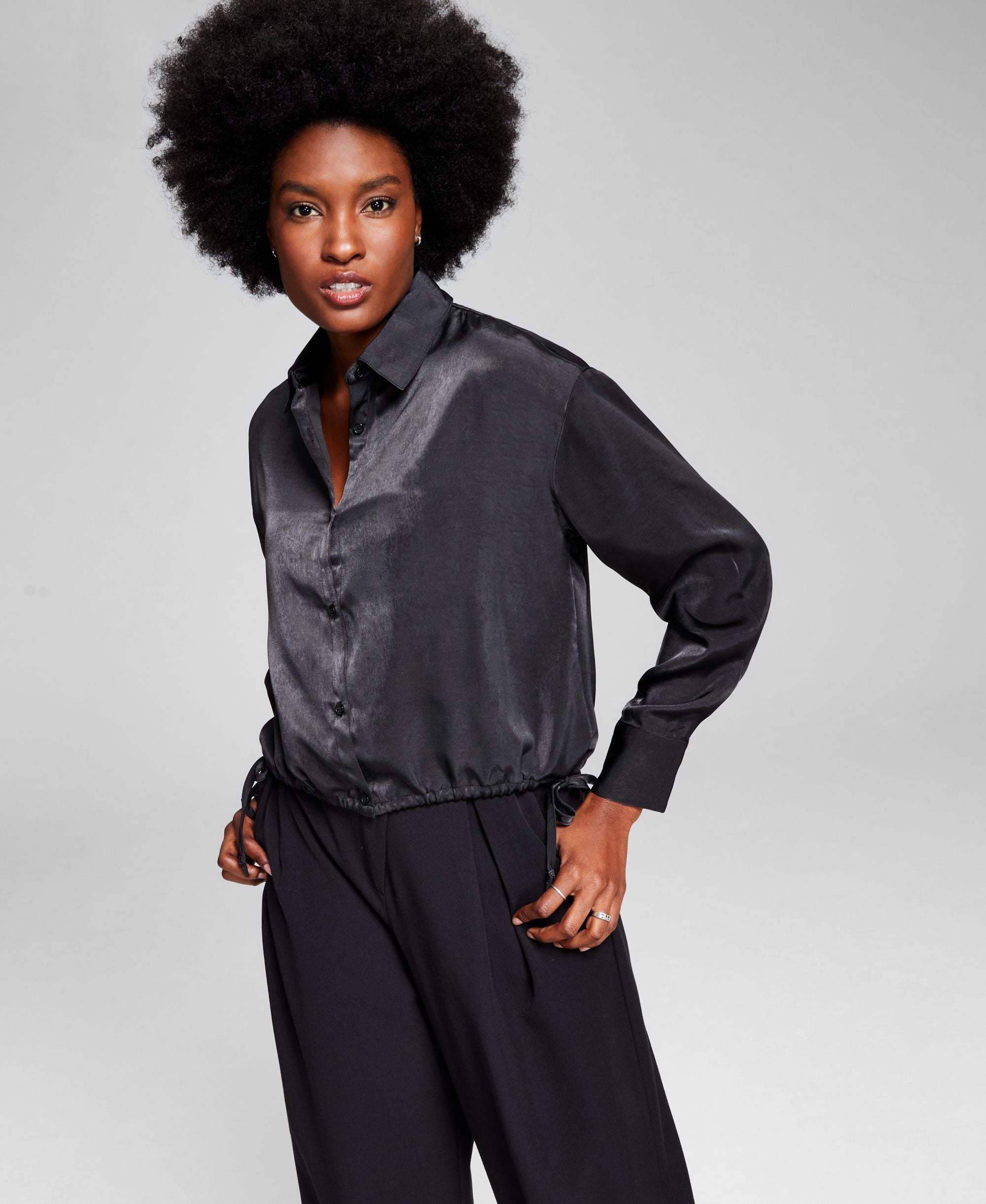 Now This Womens Cinch Waist Modern Shirt