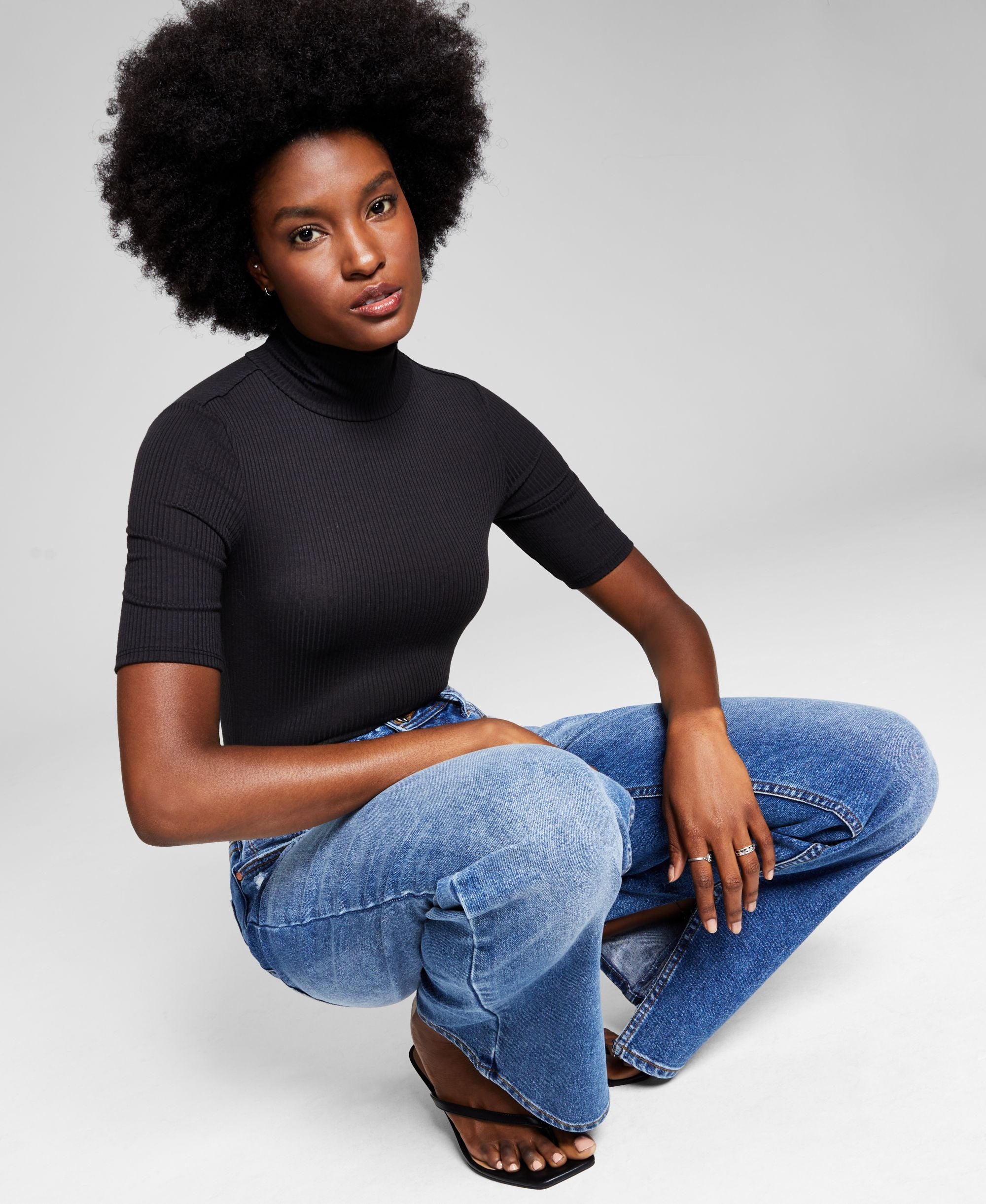 Now This Womens Ribbed Mock Neck Premium Top