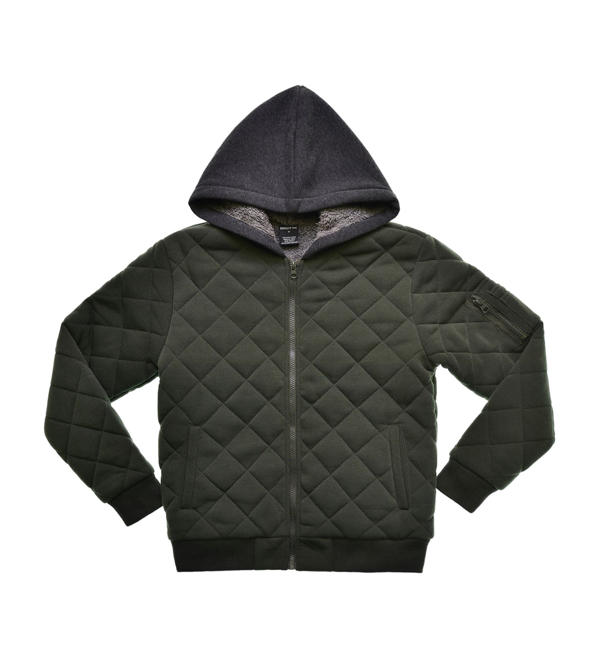 Ring Of Fire Big Boys Diamond Quilted Hooded Jacket
