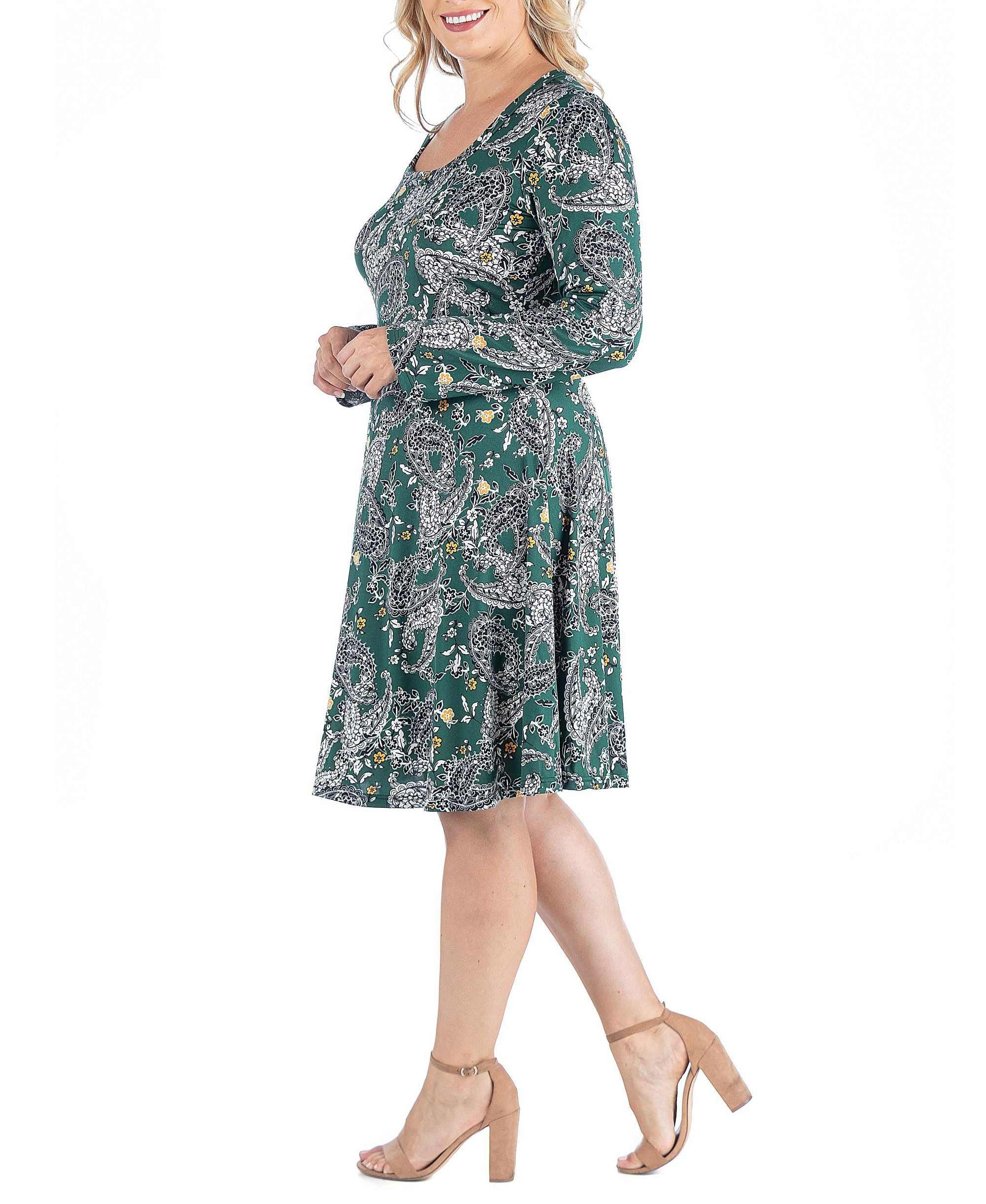 Plus Size Long-Sleeve Knee Length Dress