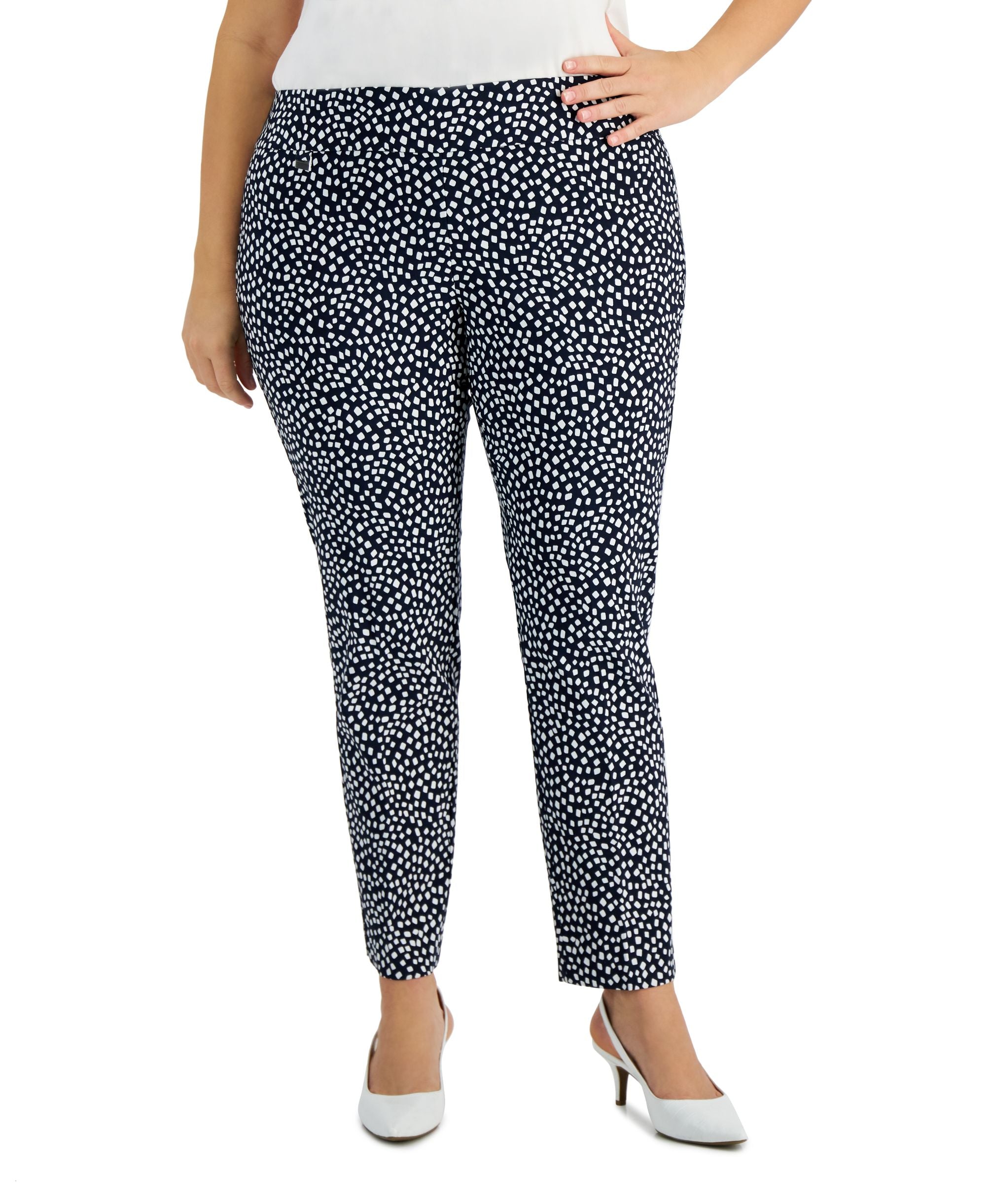 Alfani Plus Size Printed Tummy Control Signature Pants