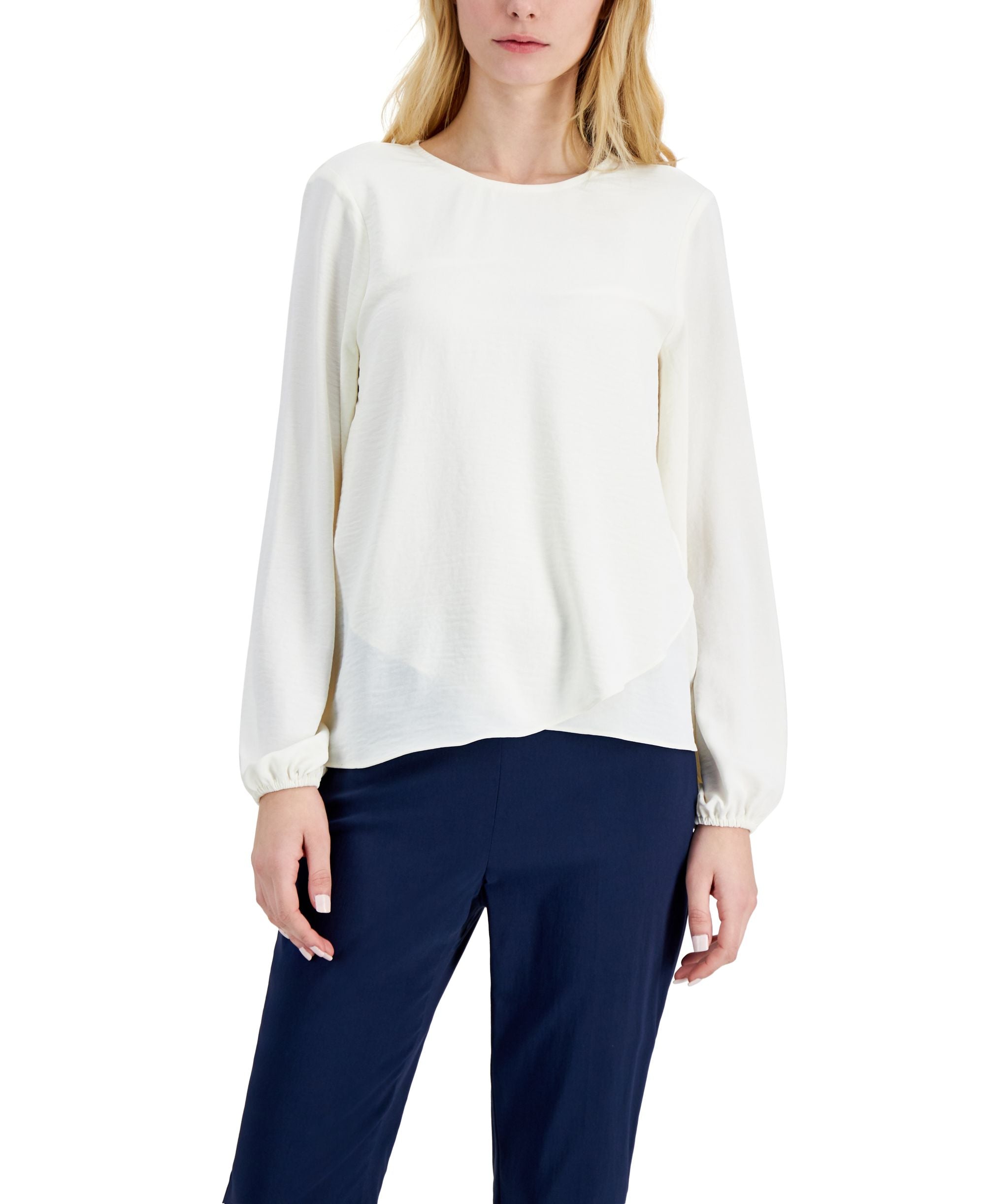 Alfani Crewneck Crossover Hem Premium Top