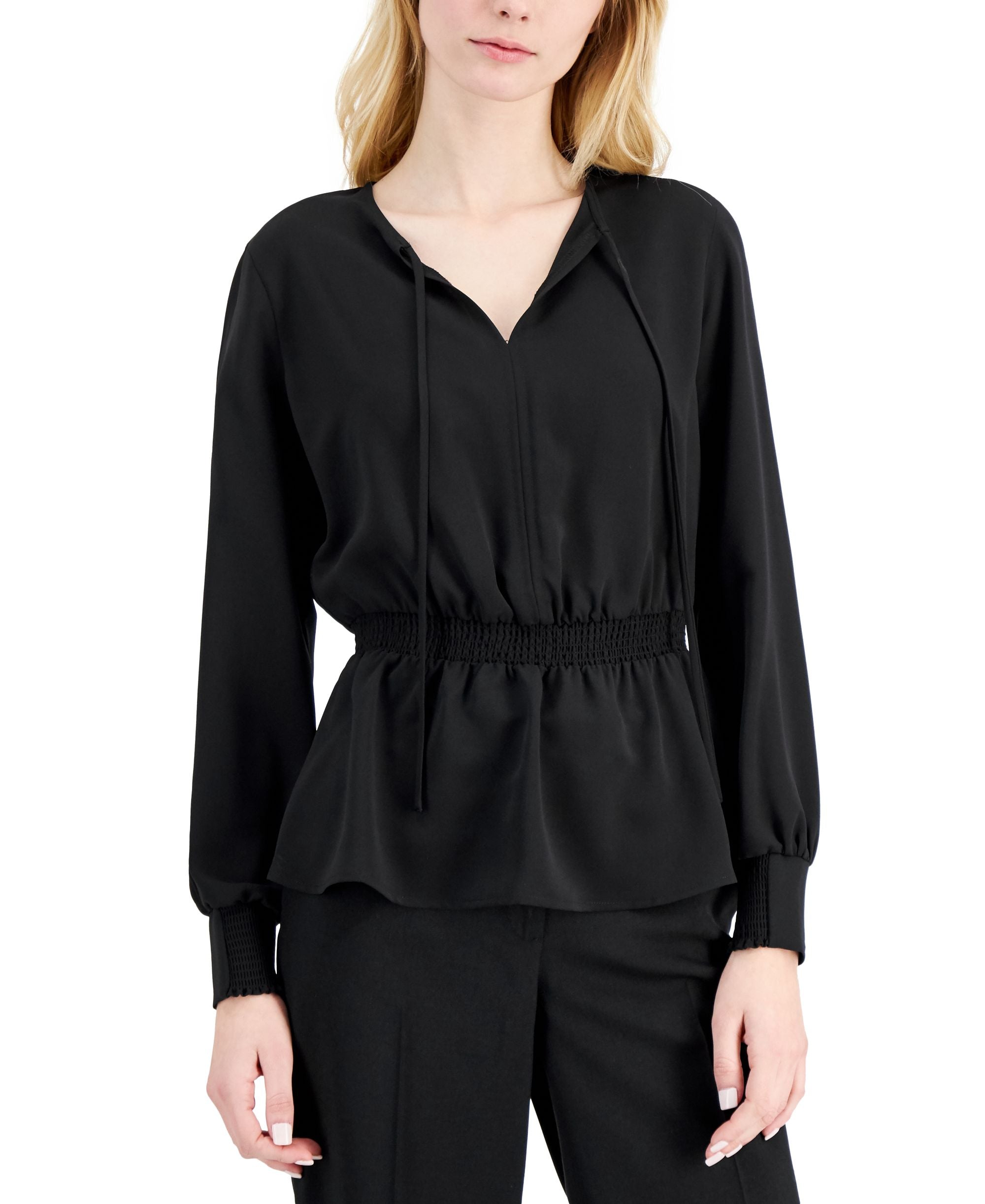Petite Smocked-Waist Premium Top