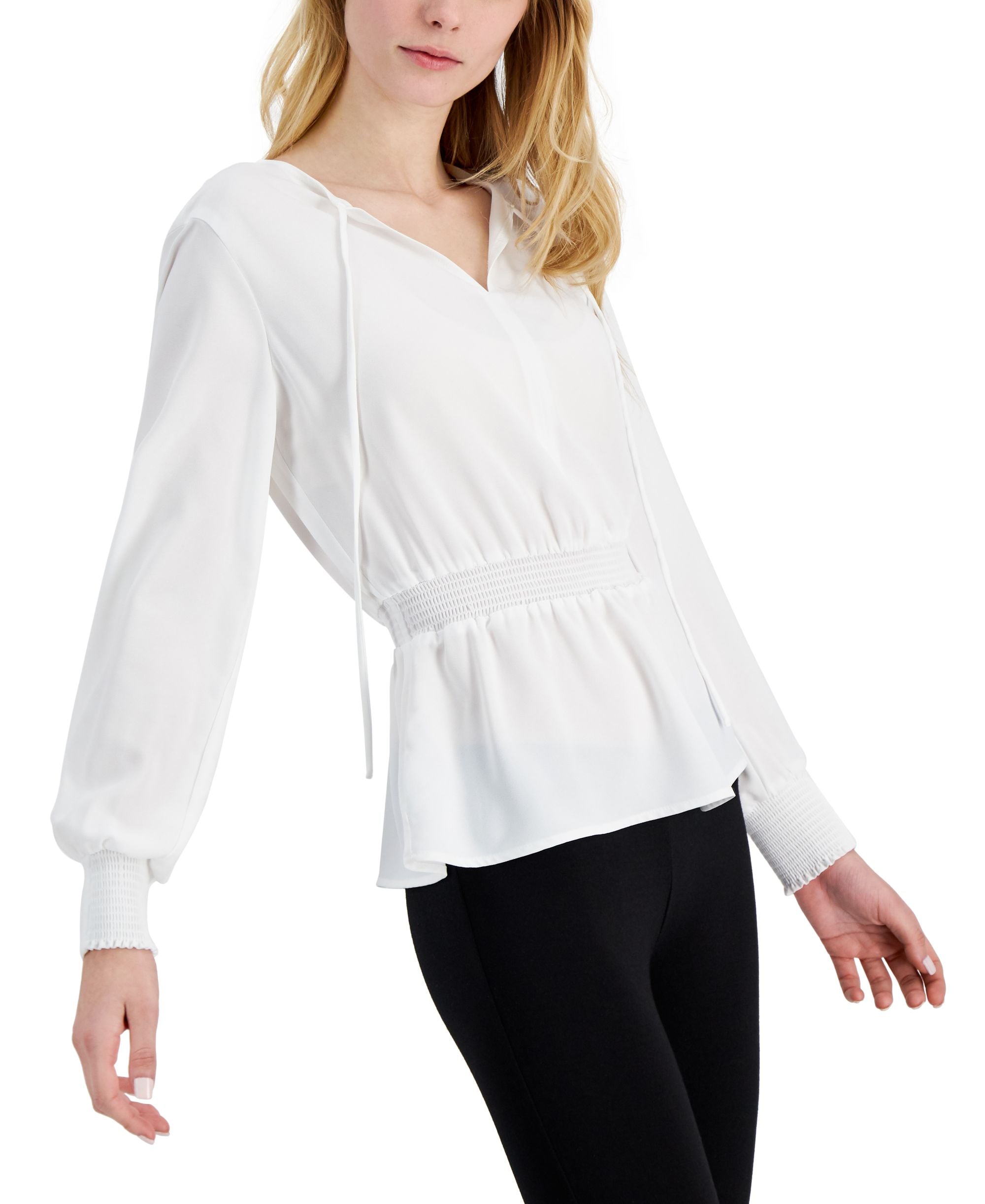 Alfani Smocked Peplum Premium Top