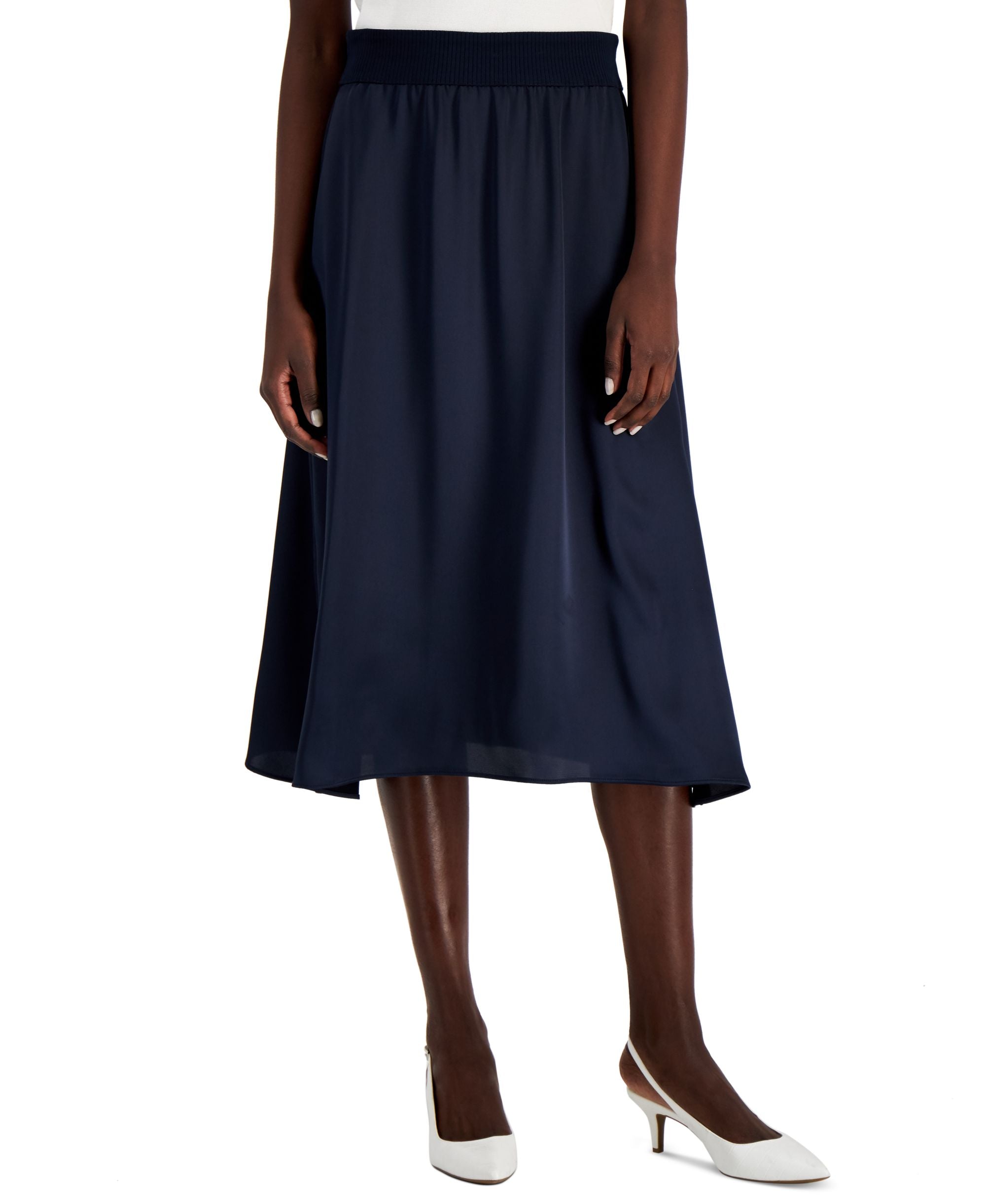 Alfani Ribbed Waist Midi Modern Skirt