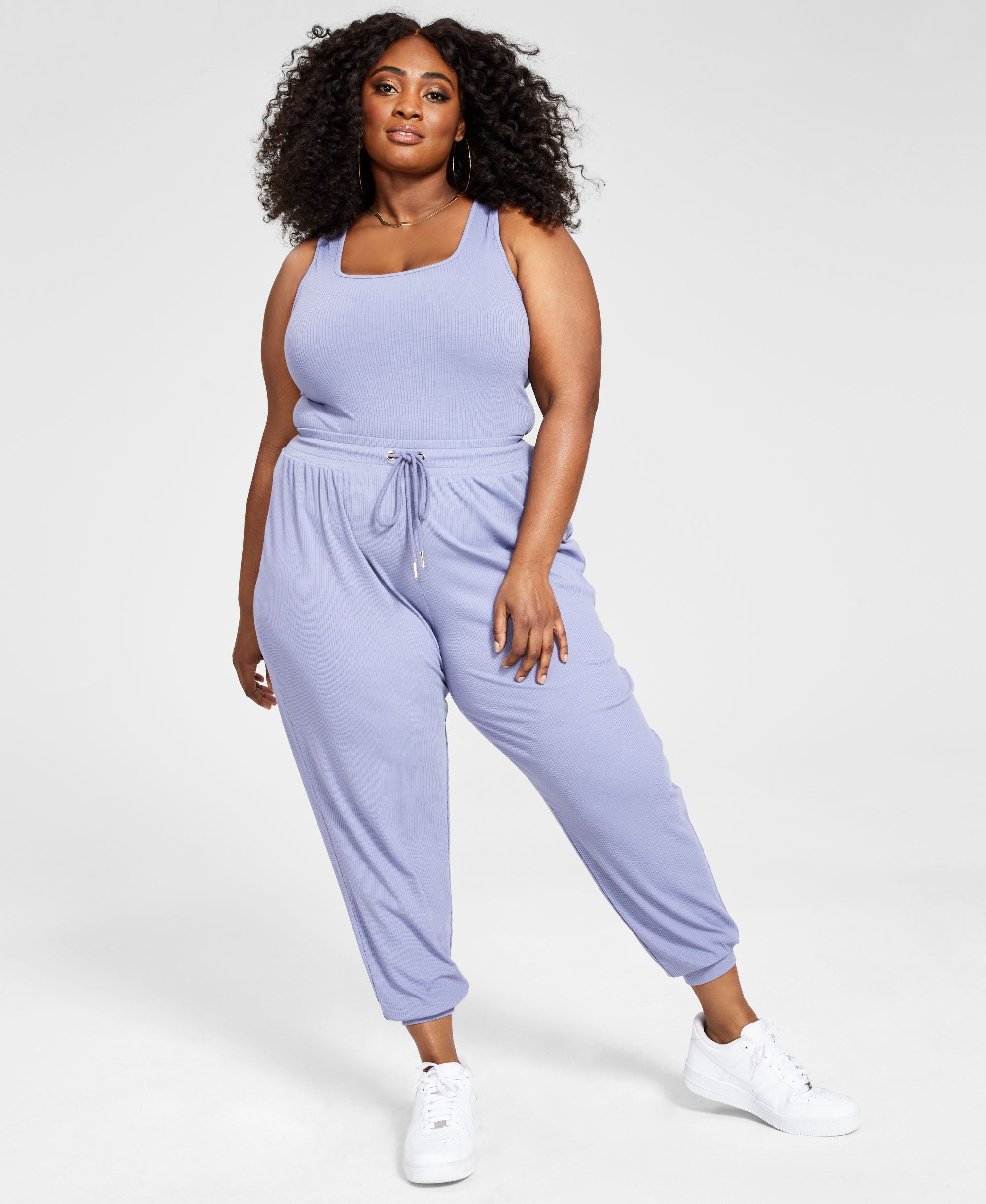 Nina Parker Modern Plus Size Ribbed Jogger Signature Pants