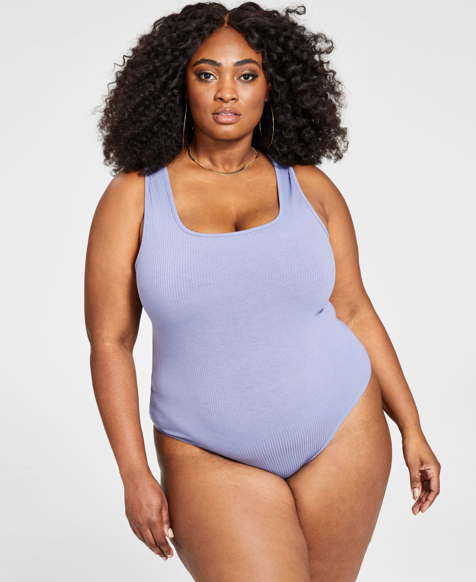 Nina Parker Modern Plus Size Sleeveless Ribbed Knit Bodysuit