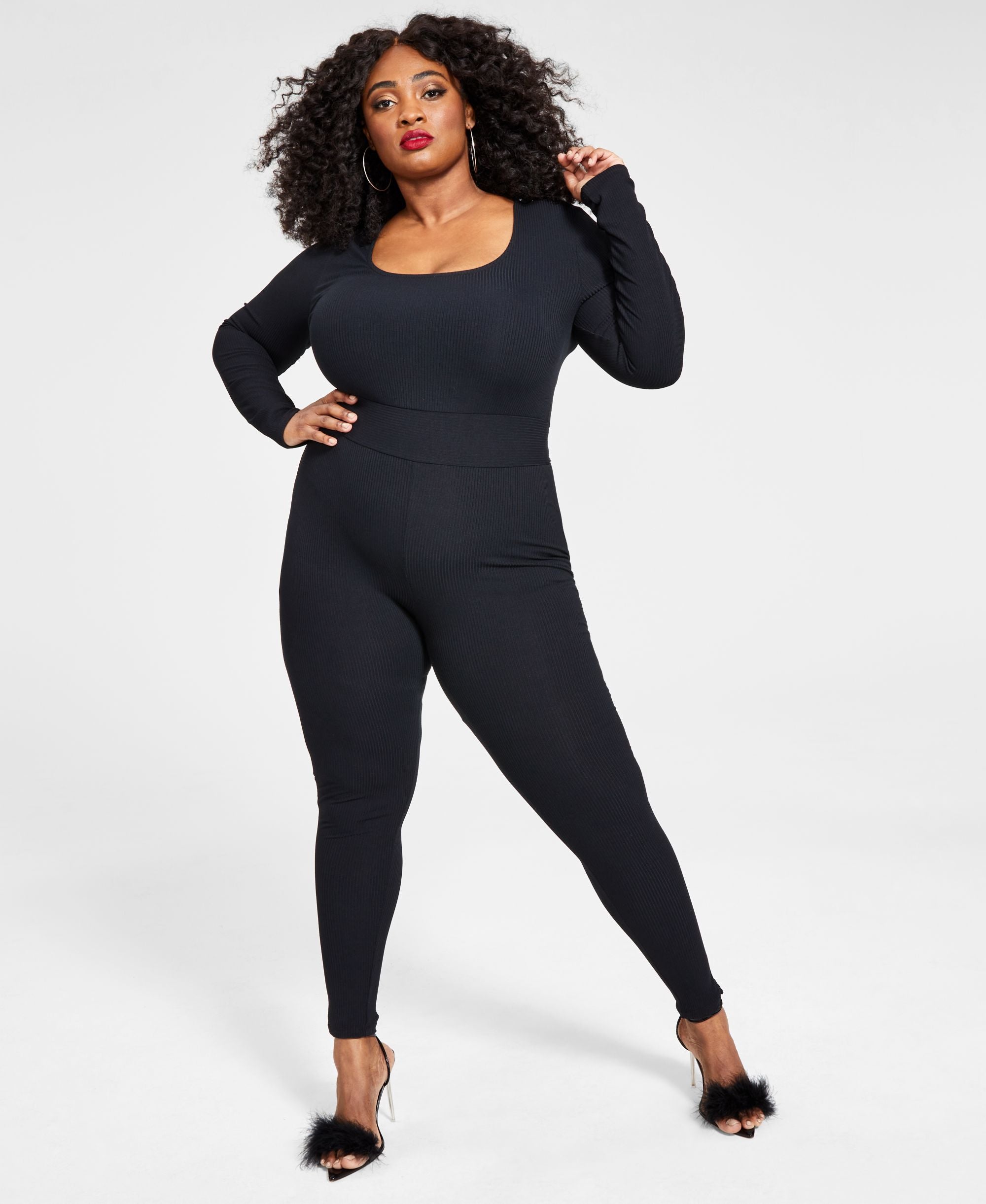 Nina Parker Modern Plus Size Ribbed Jumpsuit