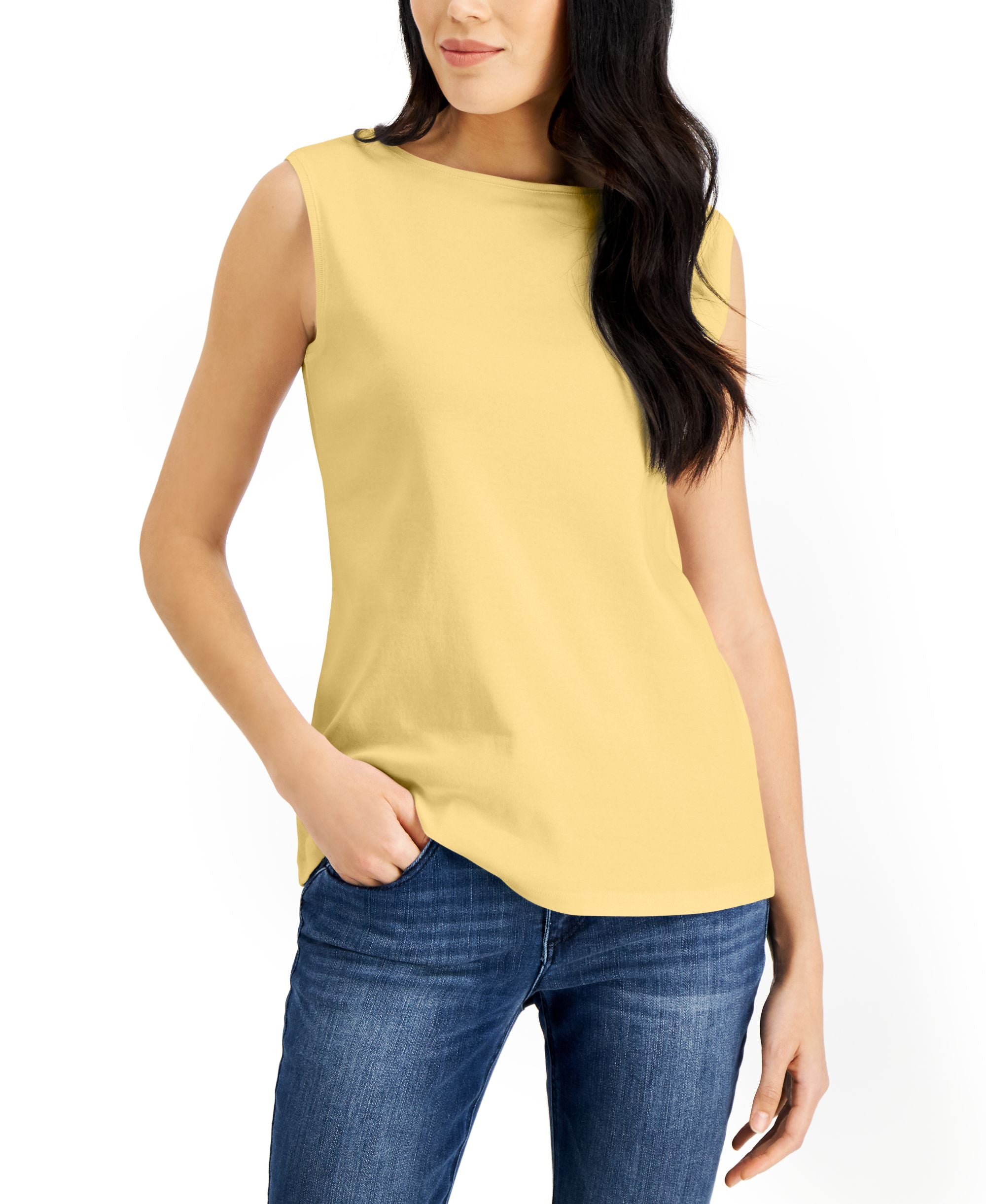 Karen Scott Cotton Boat Neck Tank Premium Top