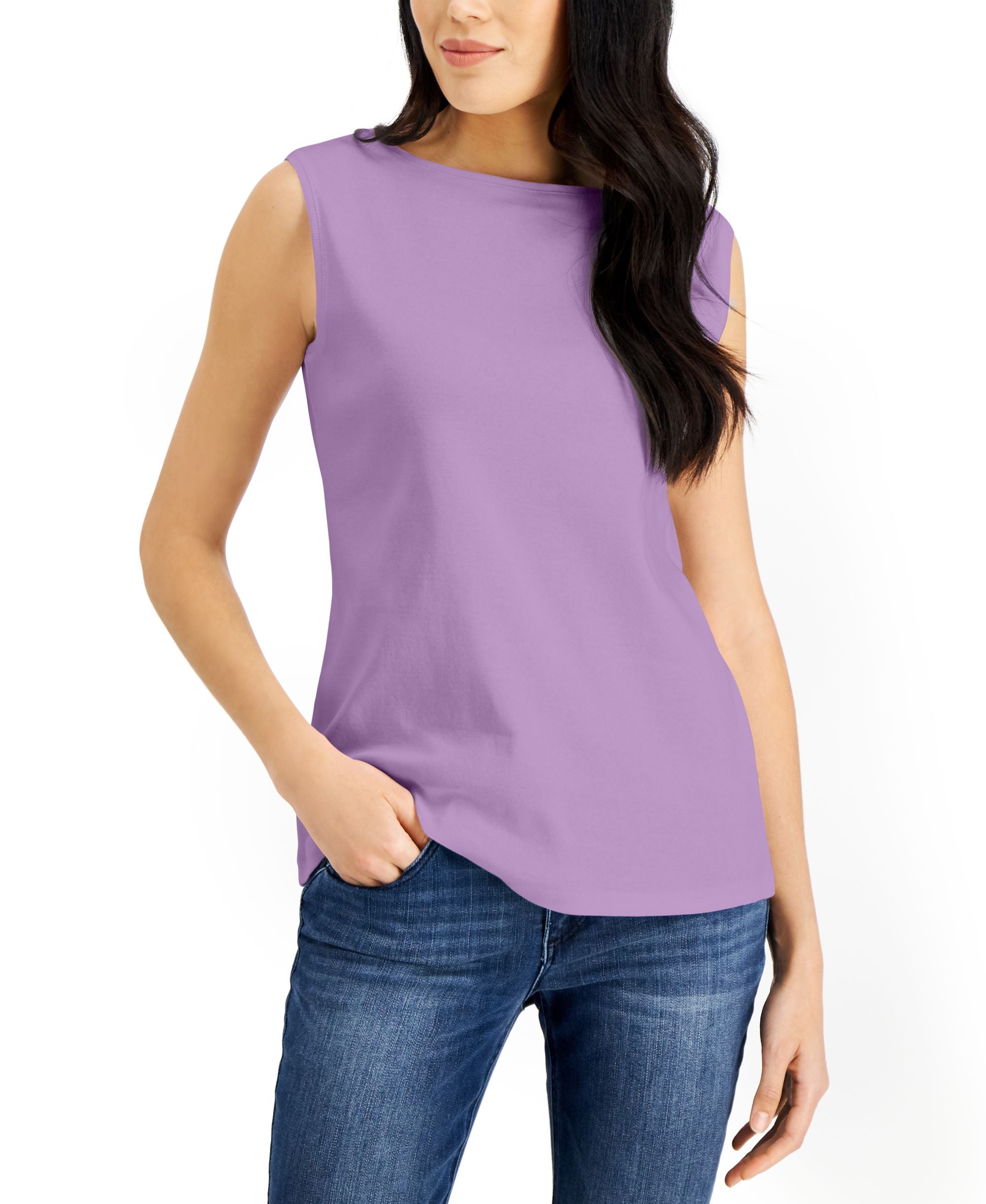 Karen Scott Petite Boat Neck Tank Premium Top