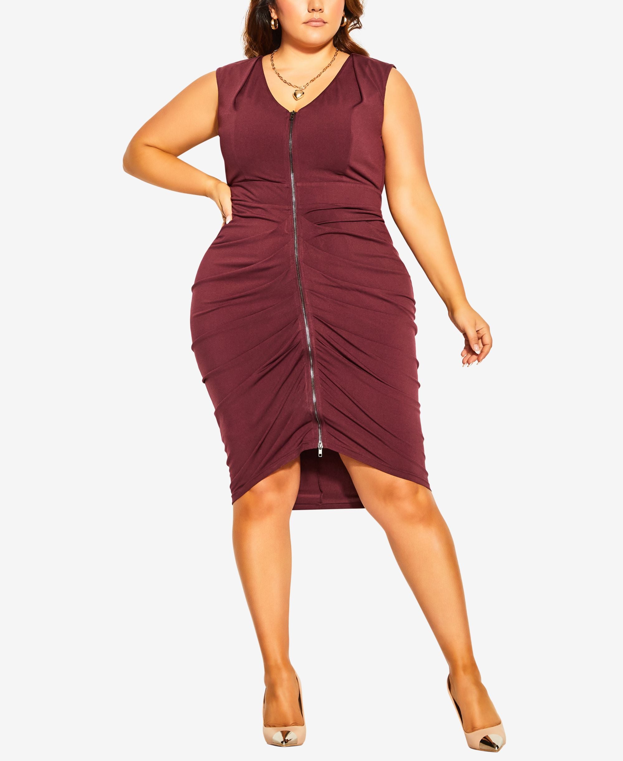 City Chic Modern Plus Size Sexy Drape Midi Dress