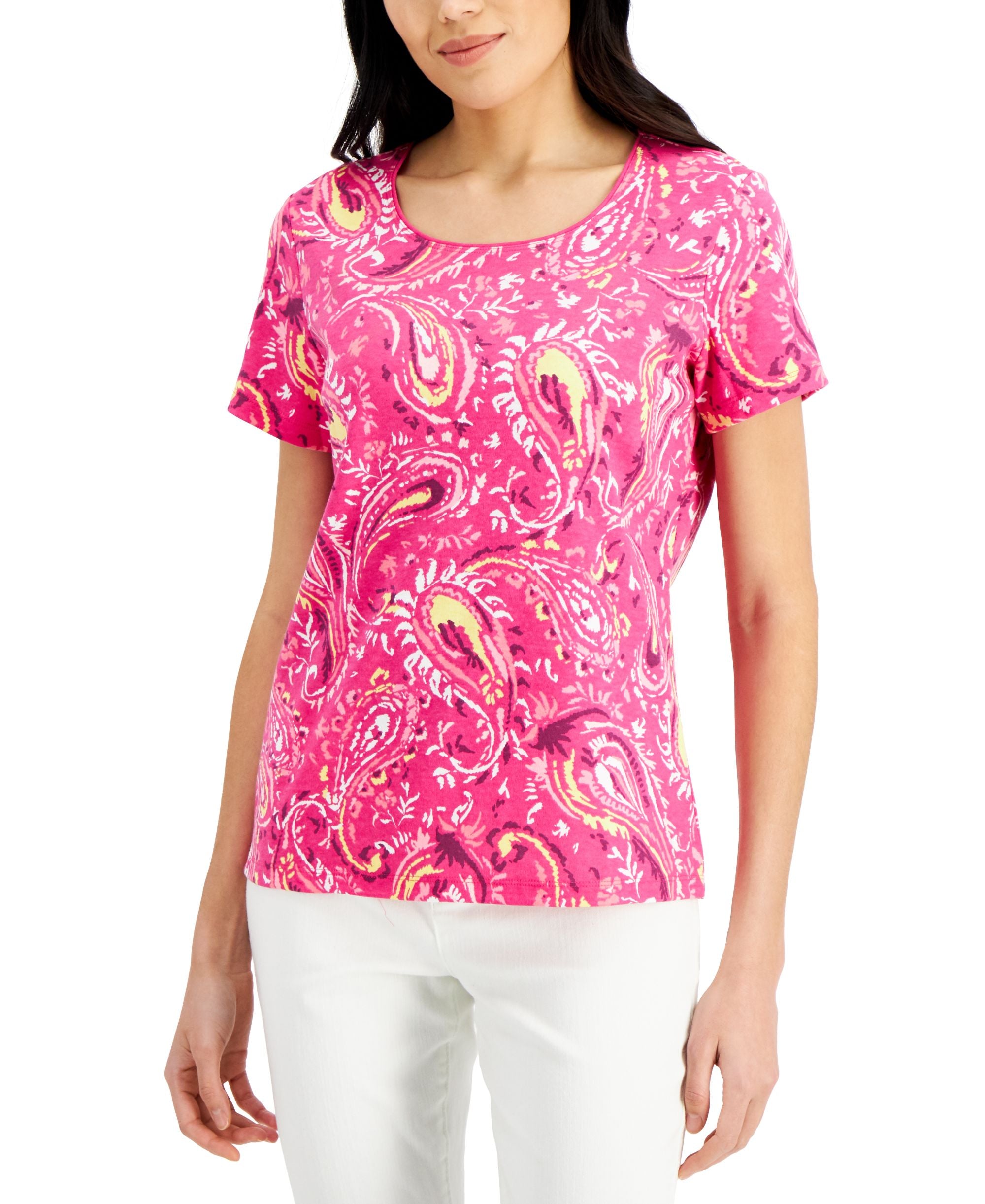Karen Scott Jane Paisley Print Premium Top
