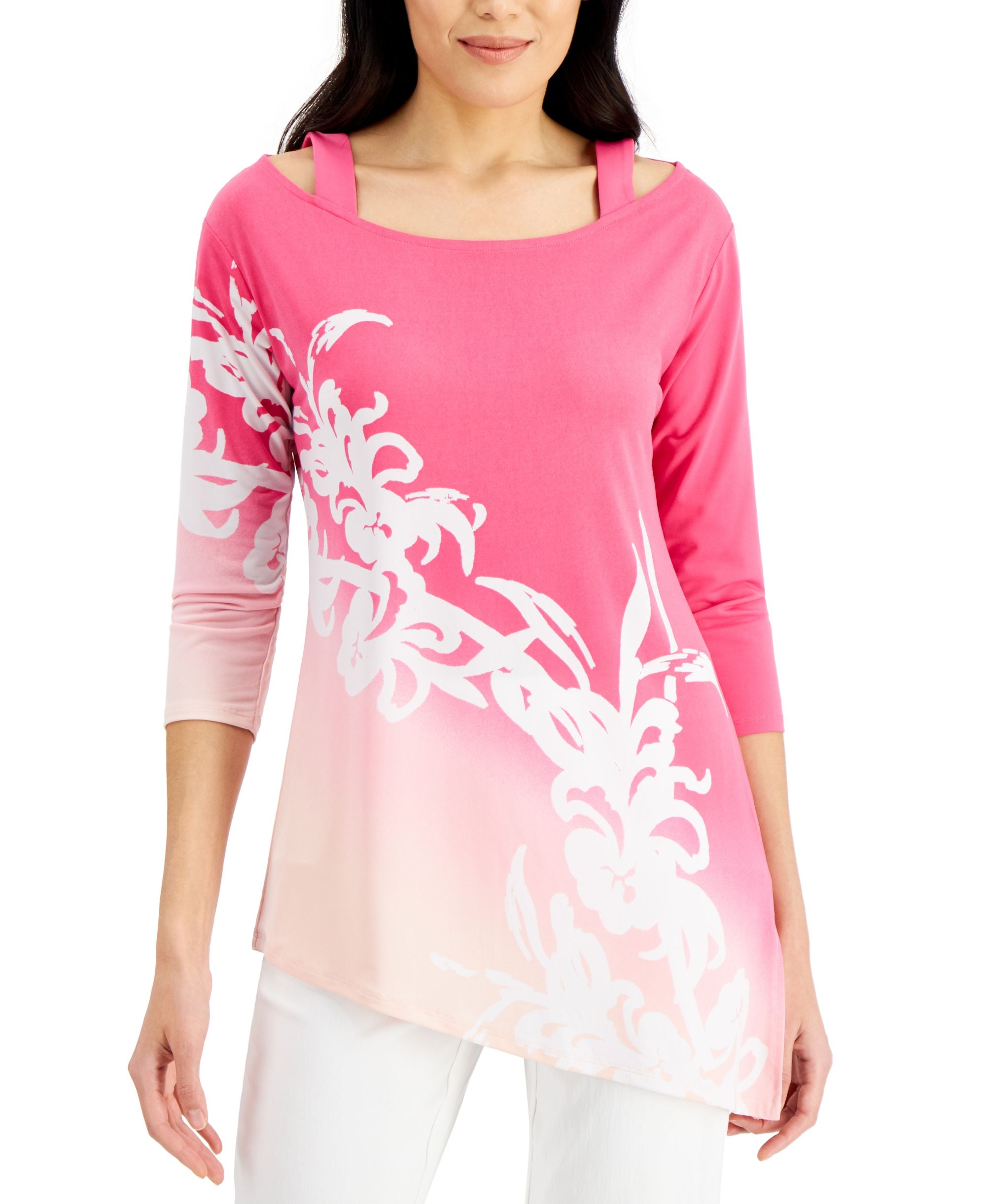JM Collection Asymmetrical Ombre Premium Top