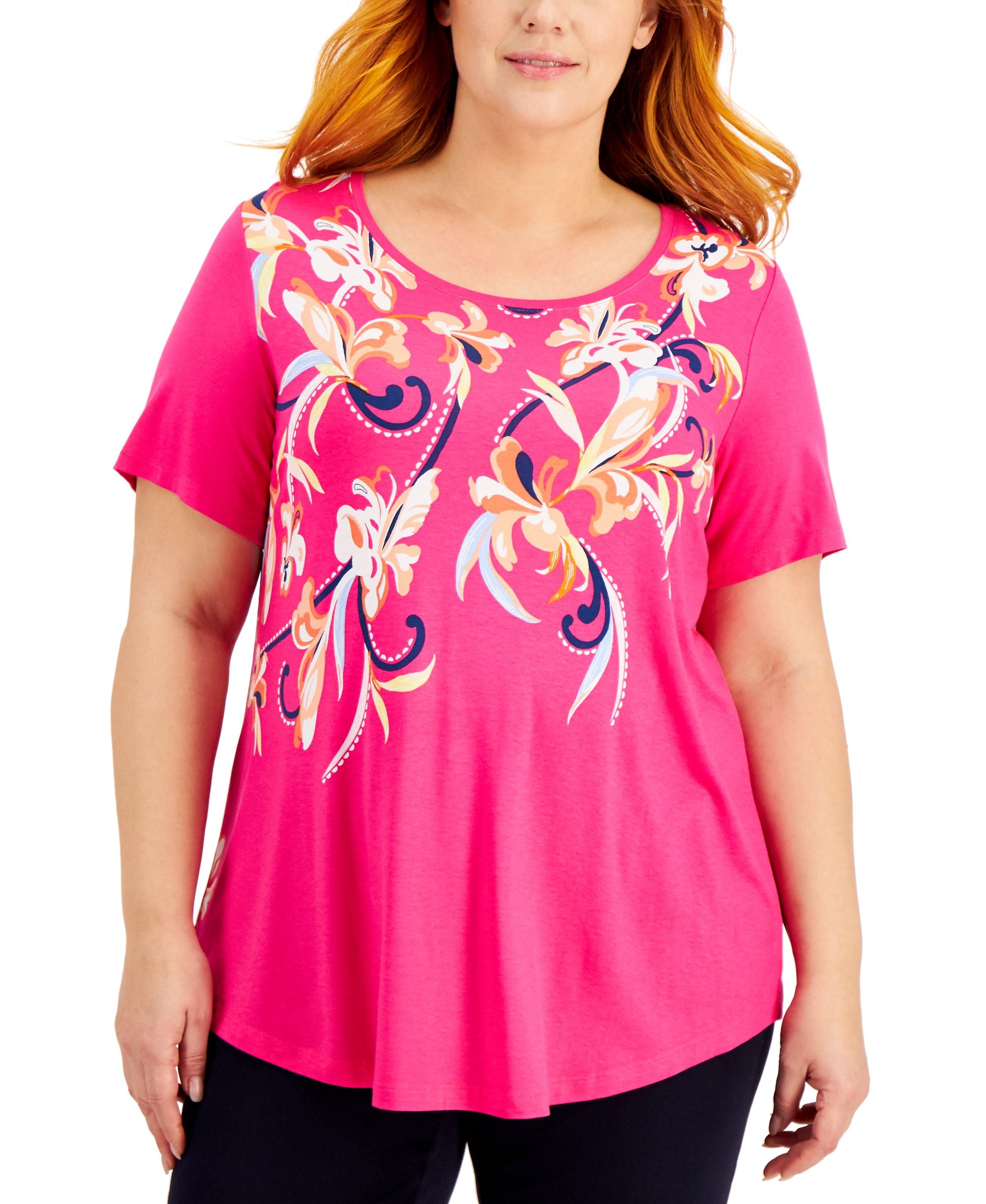 JM Collection Plus Size Printed Premium Top
