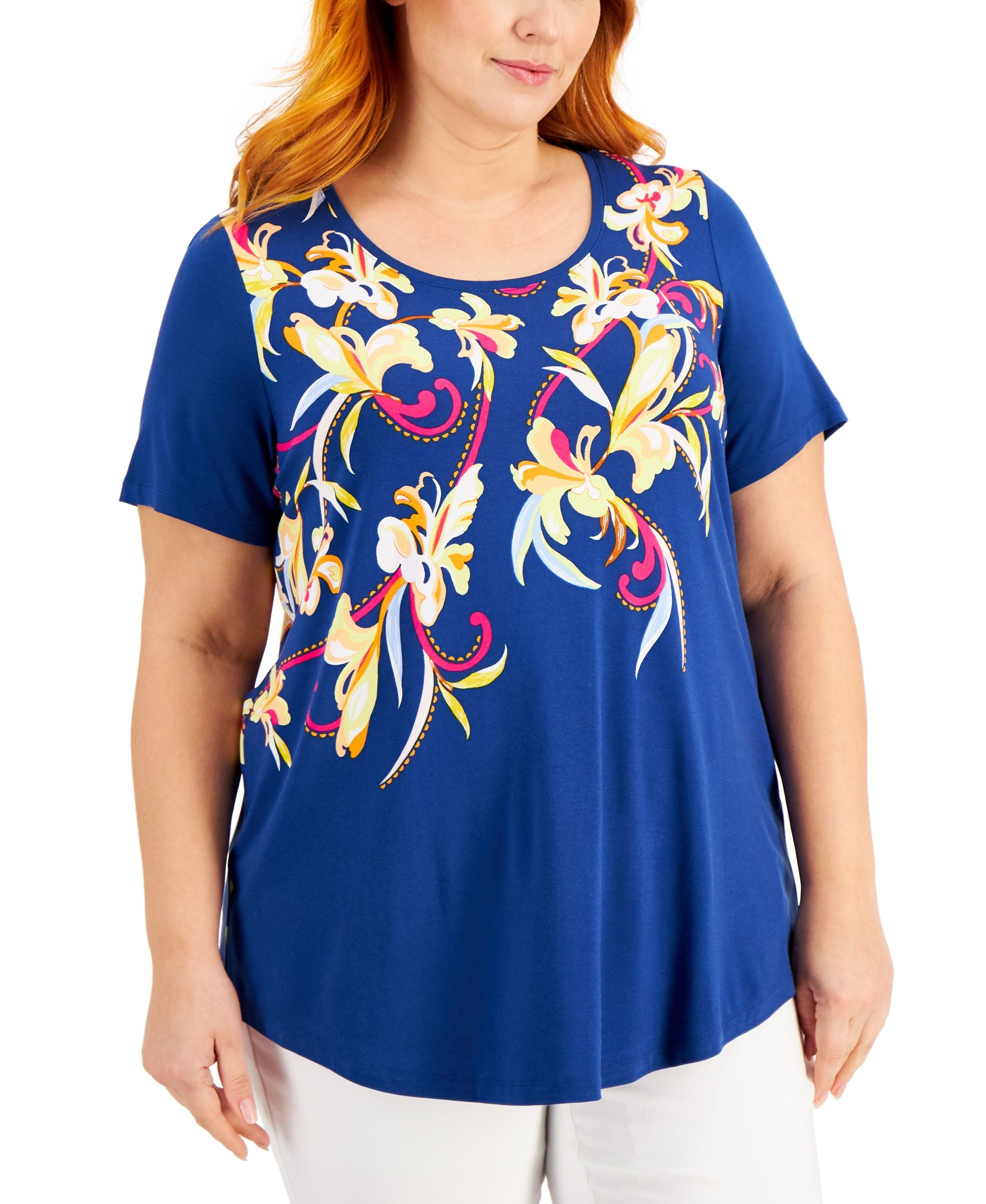 JM Collection Plus Size Printed Premium Top