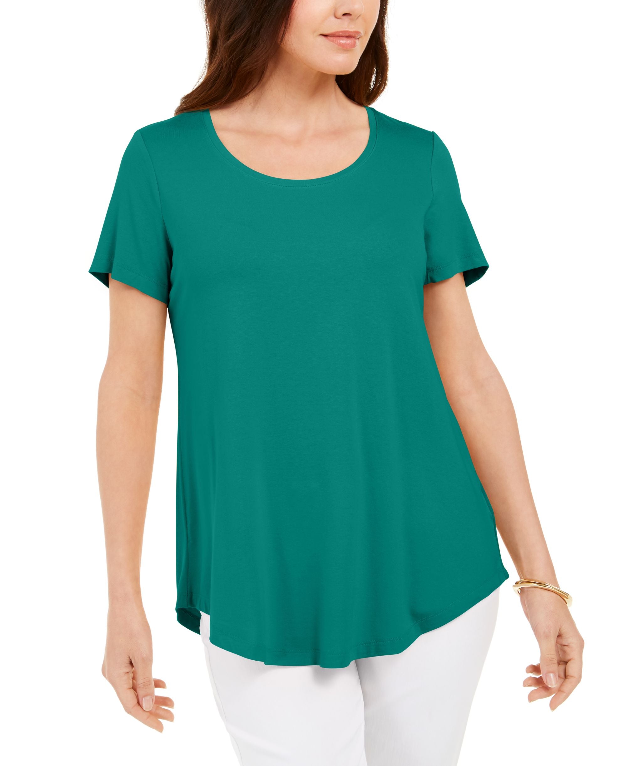 JM Collection Scoop Neck Shirttail Hem Premium Top