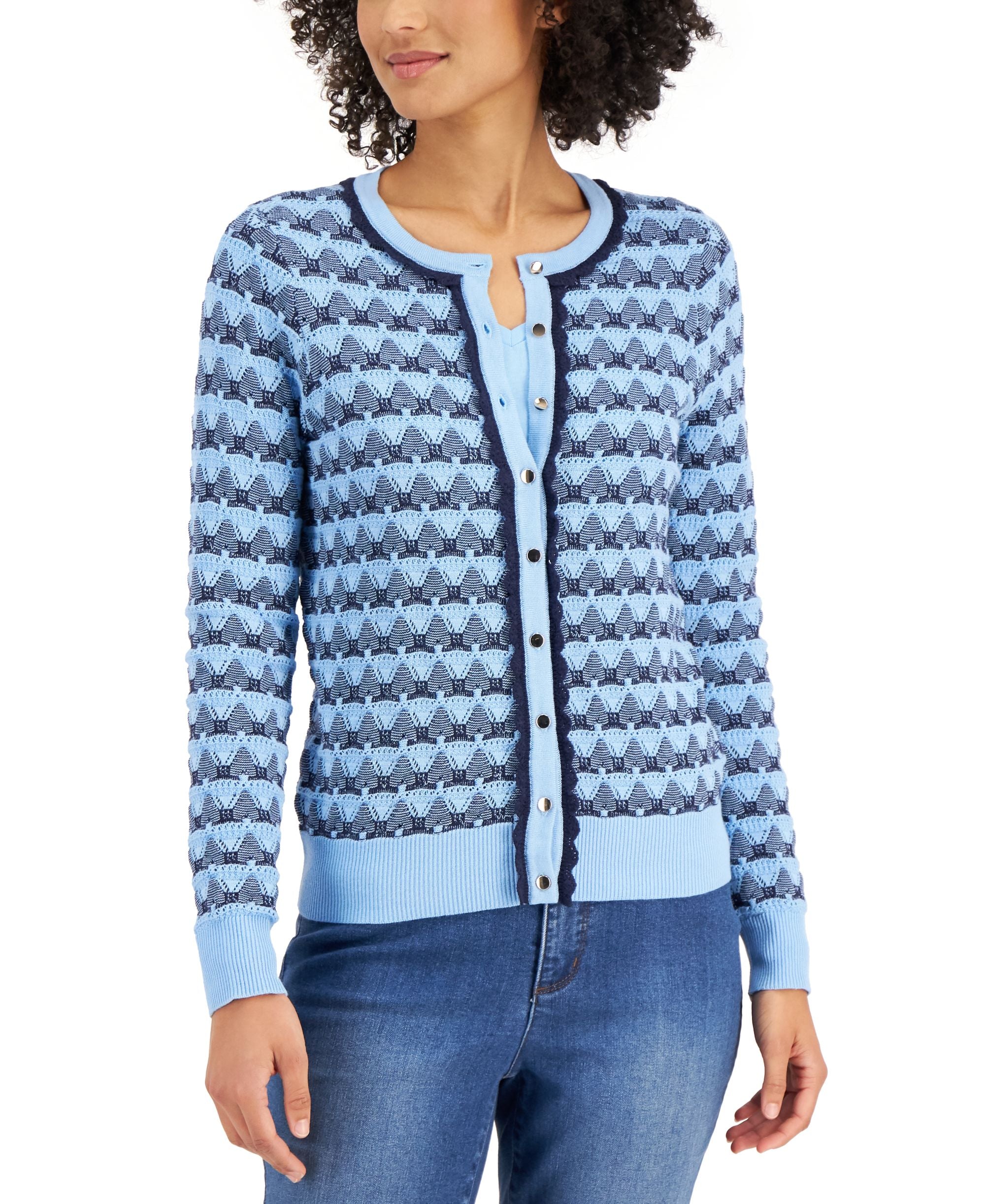 Charter Club Button-Down Two Tone Cardigan