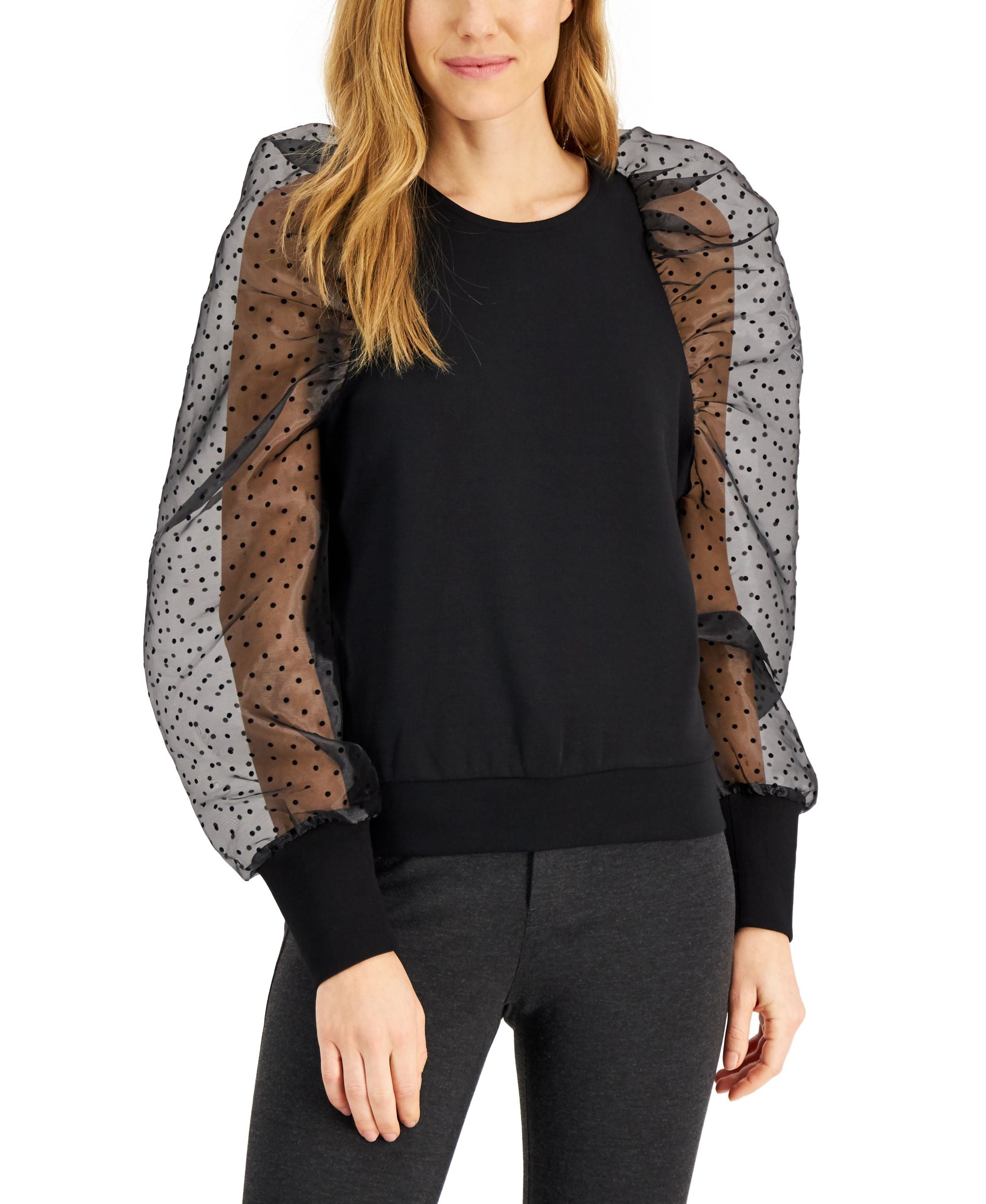 INC International Concepts Organza Sleeve Premium Top