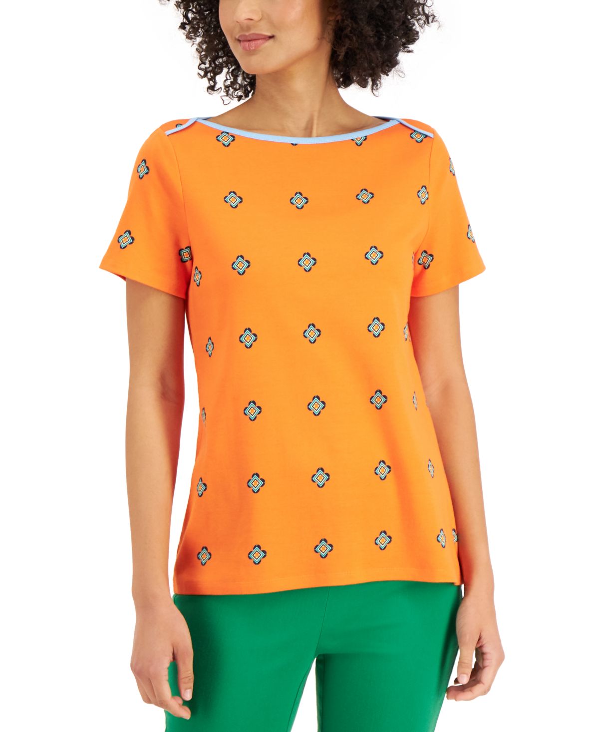 Charter Club Cotton Printed Premium Top