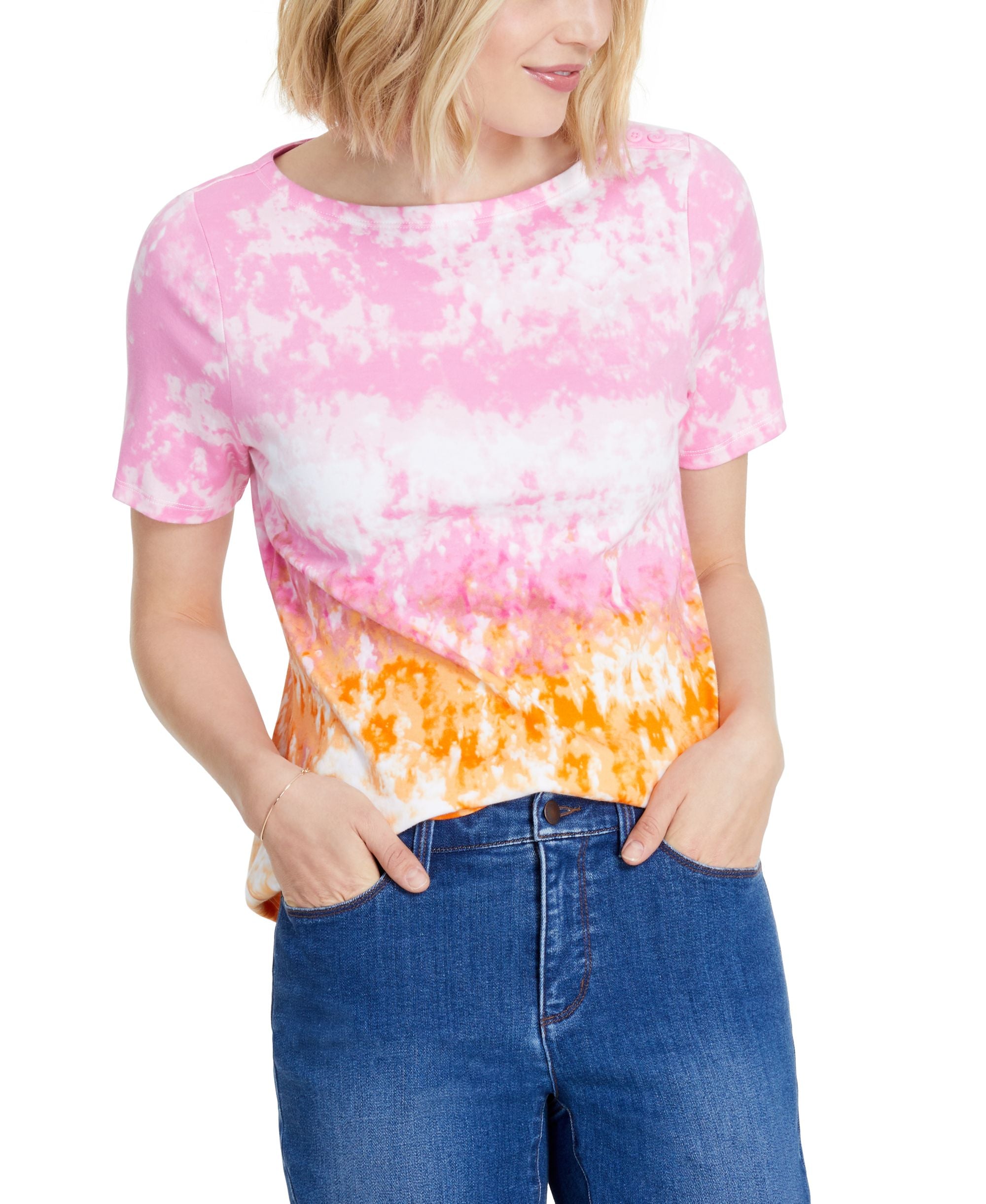 Charter Club Cotton Tie Dyed Premium Top