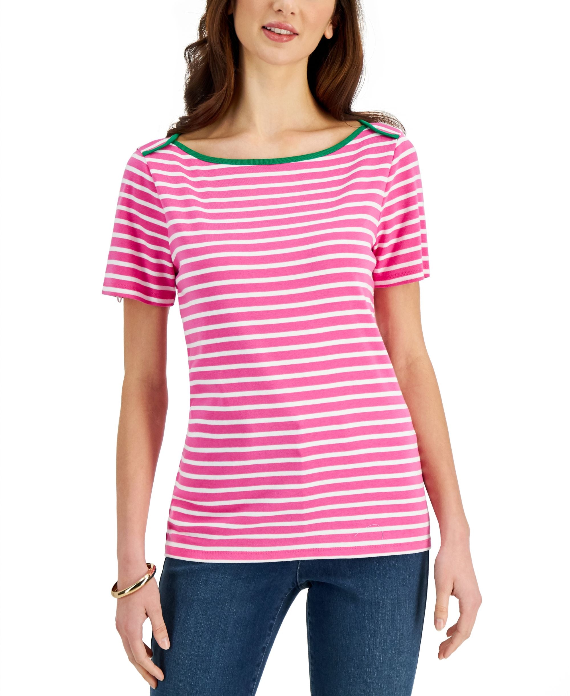 Charter Club Prima Knit Striped Boatneck Premium Top