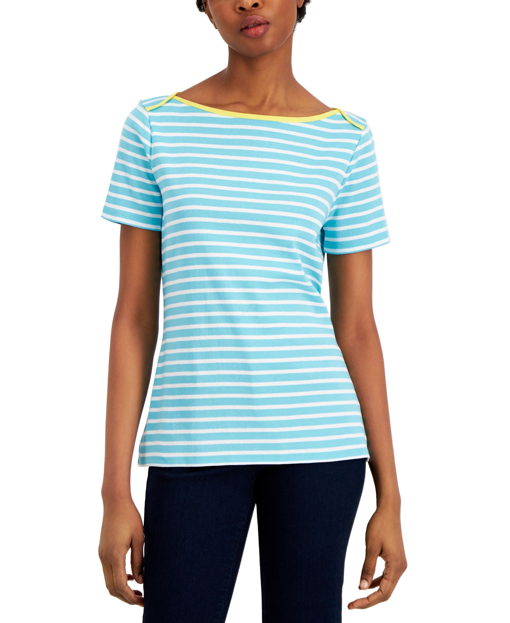 Charter Club Prima Knit Striped Boatneck Premium Top