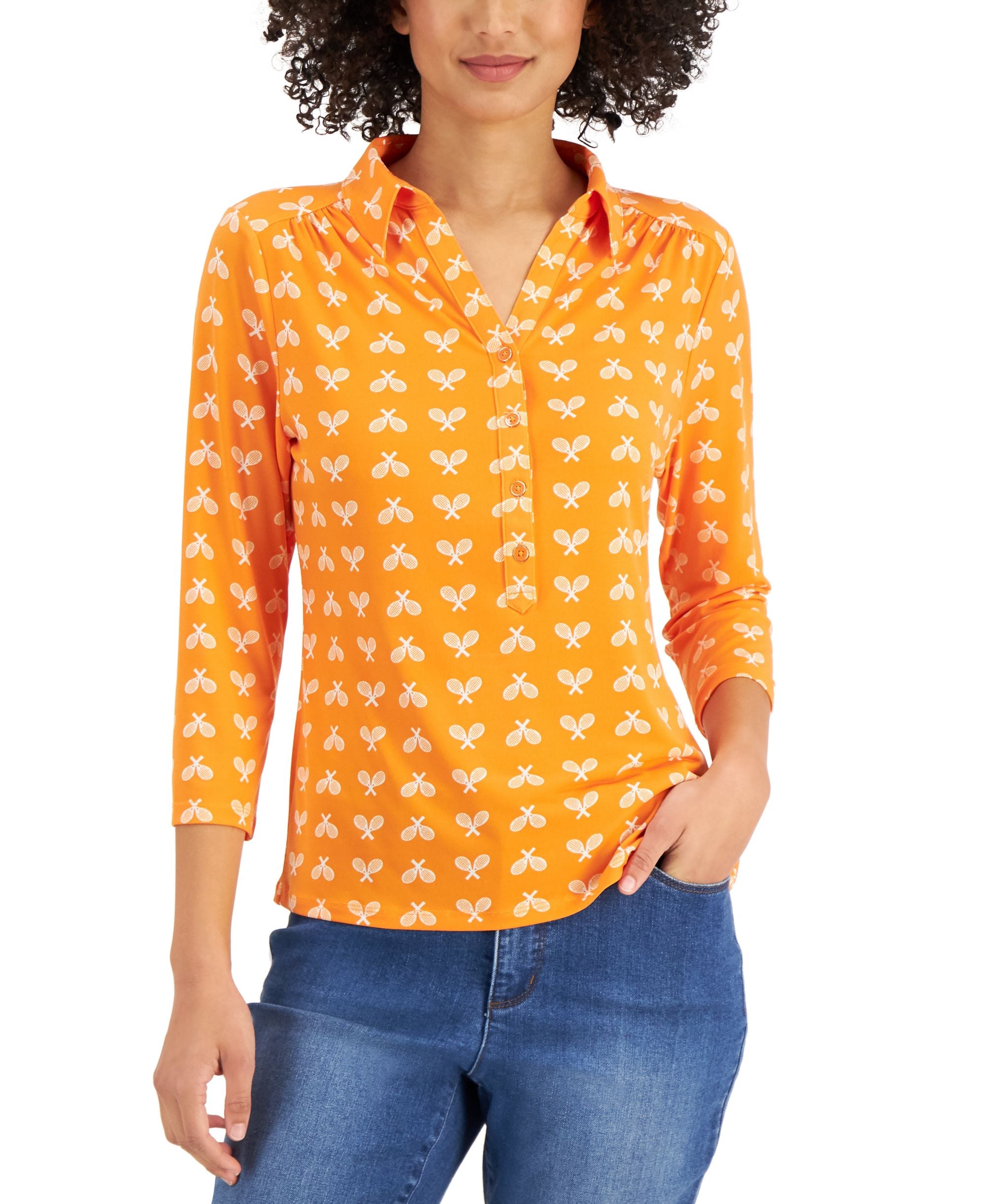Charter Club Petite Printed Polo Modern Shirt