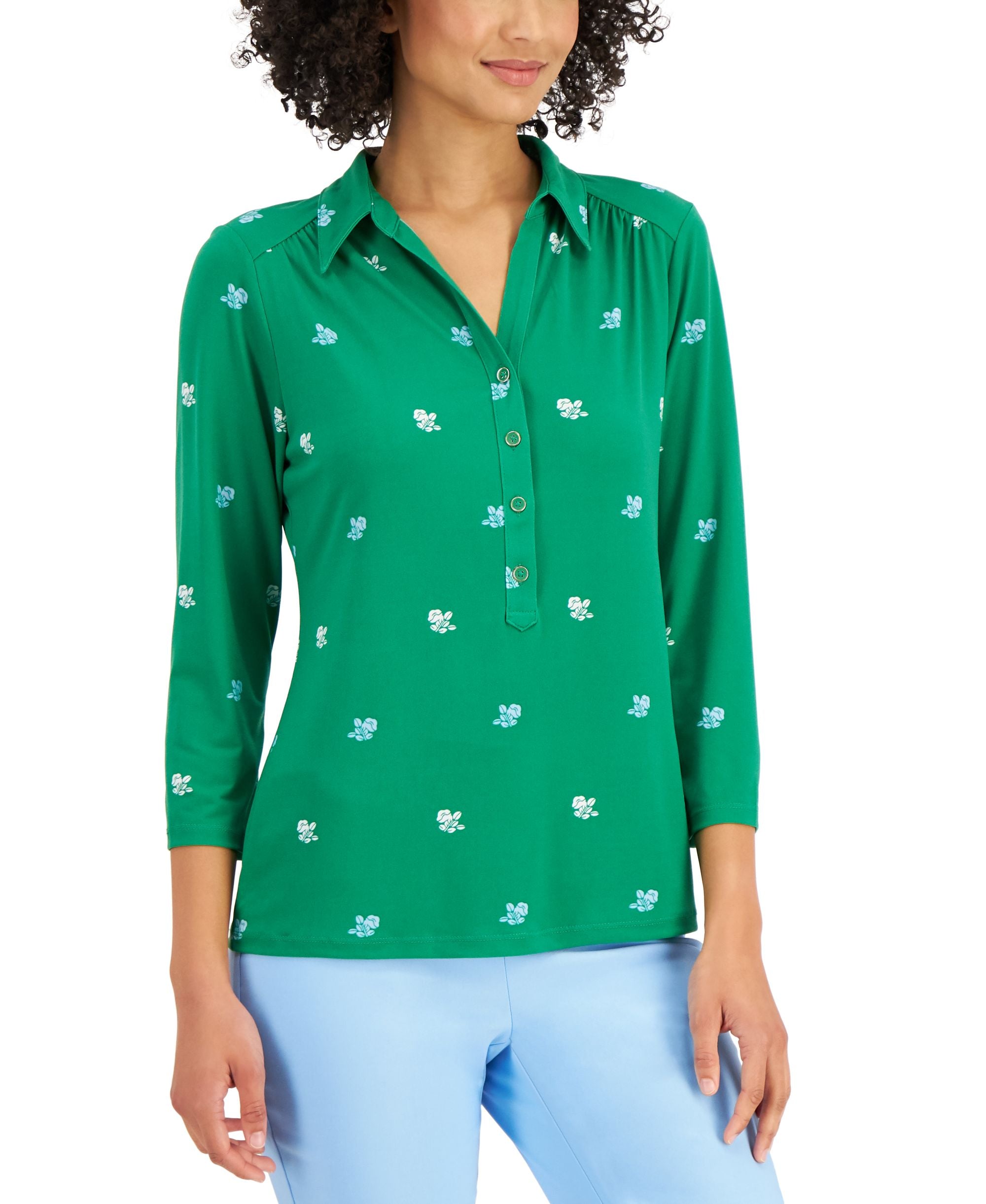 Charter Club Poppy Print Polo Modern Shirt