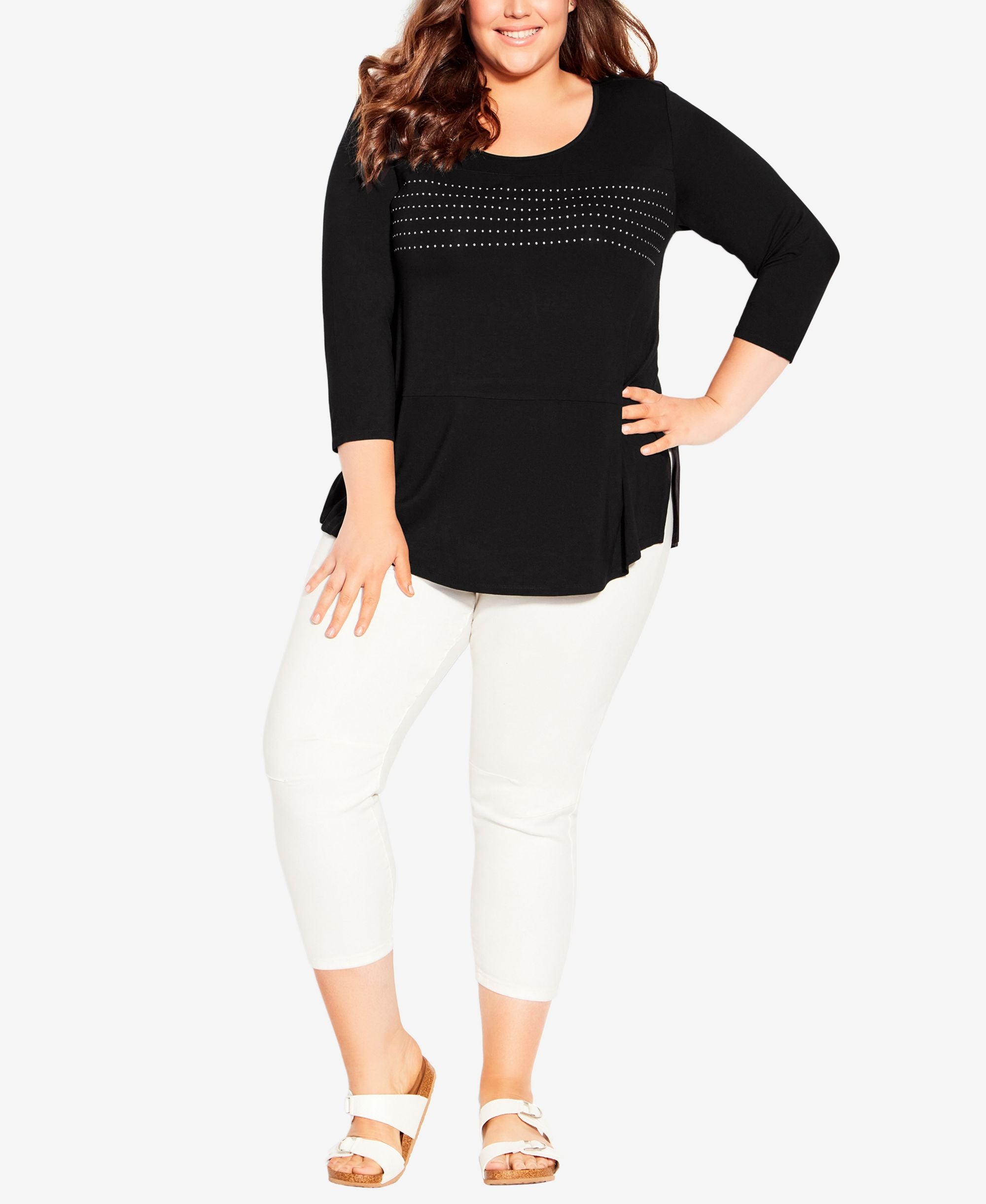 Plus Size Heat Stud Plain Premium Top