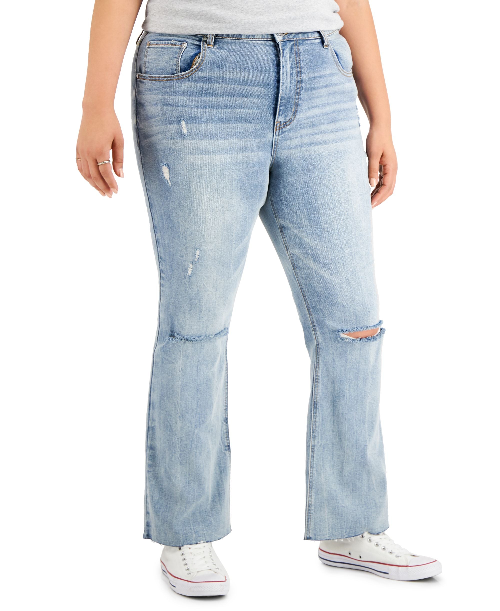 Tinseltown Modern Plus Size High Rise Flared Leg Premium Jeans