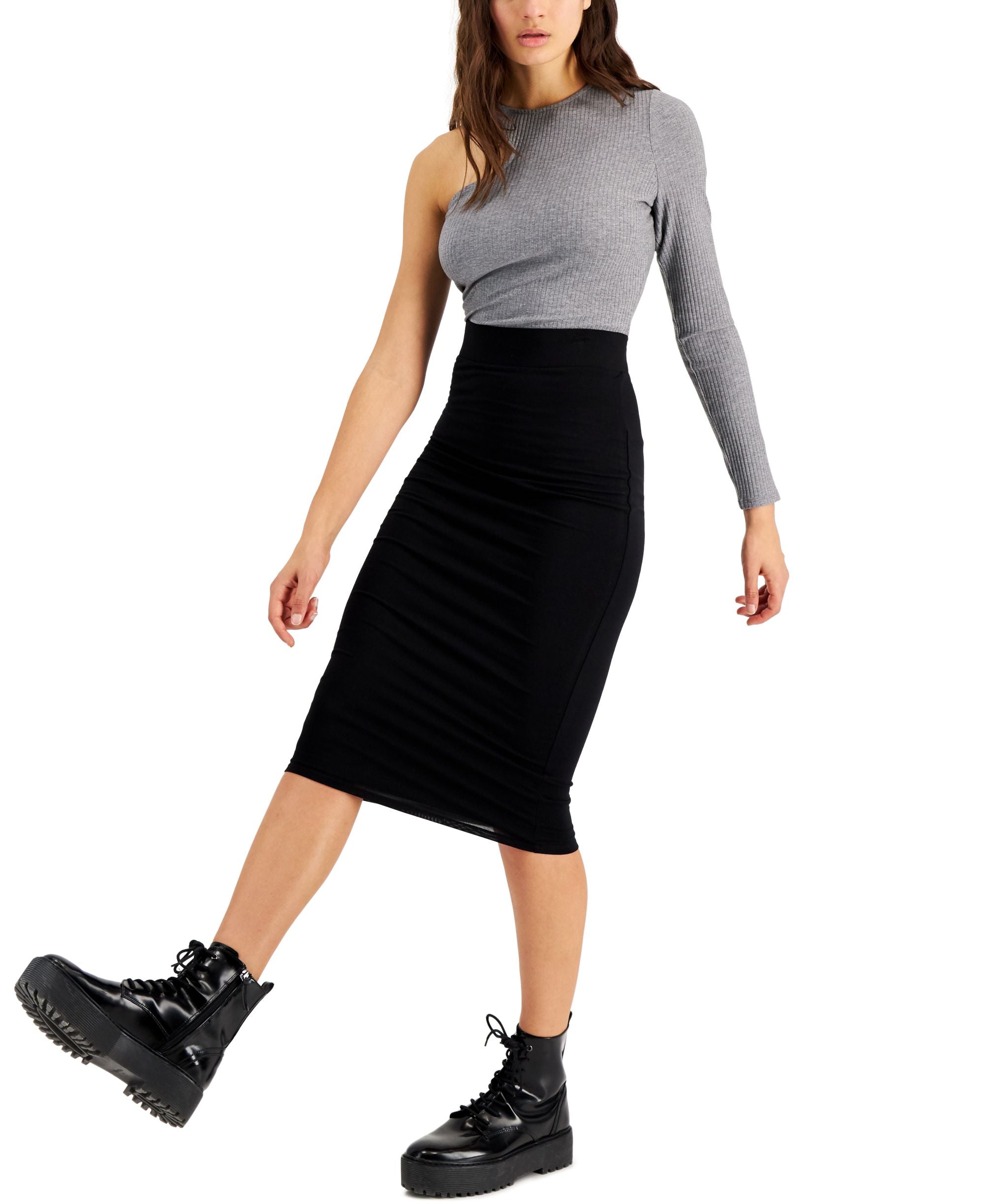 Bar III One Shoulder Crop Premium Top