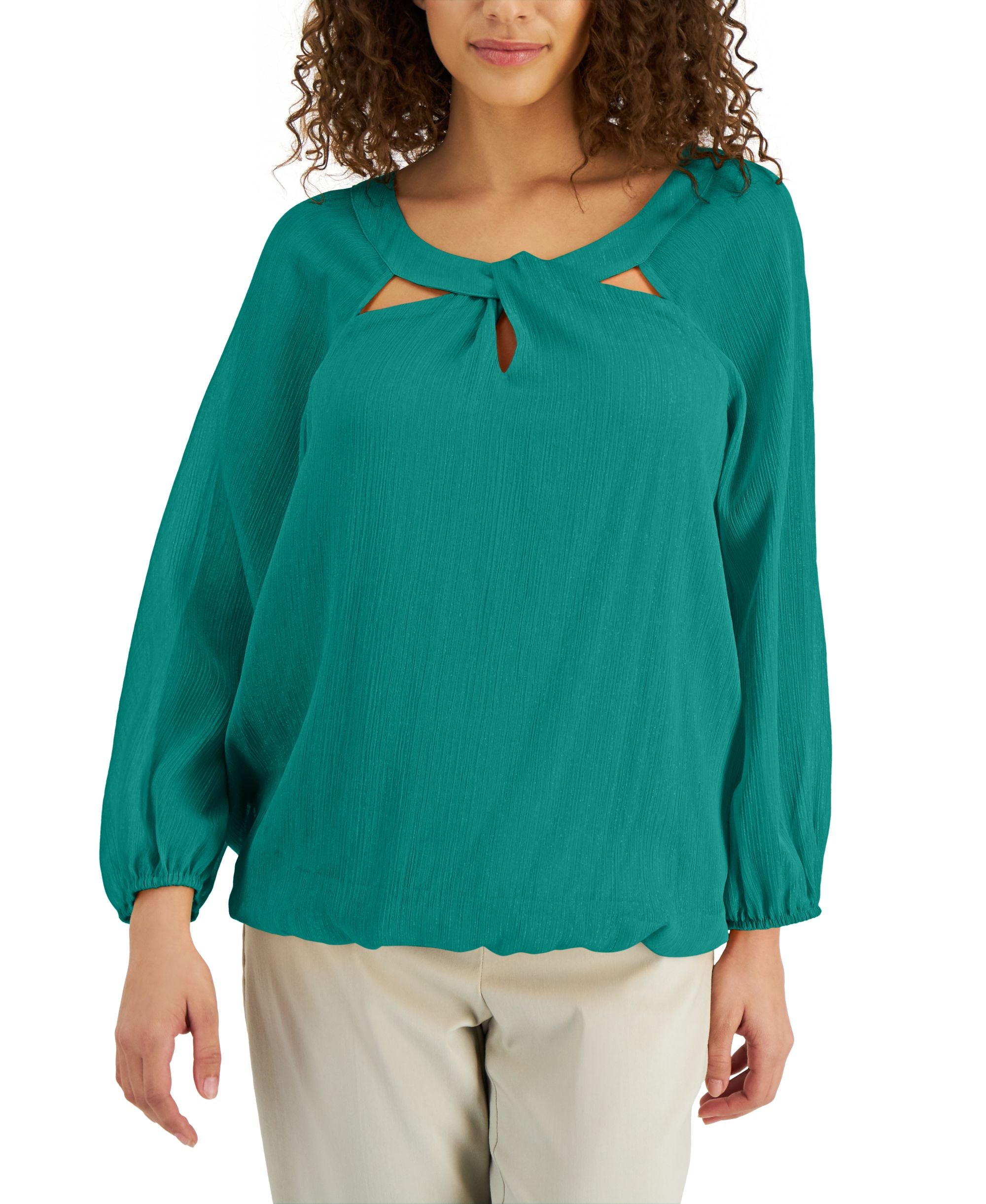 JM Collection Metallic Detail Keyhole Premium Top