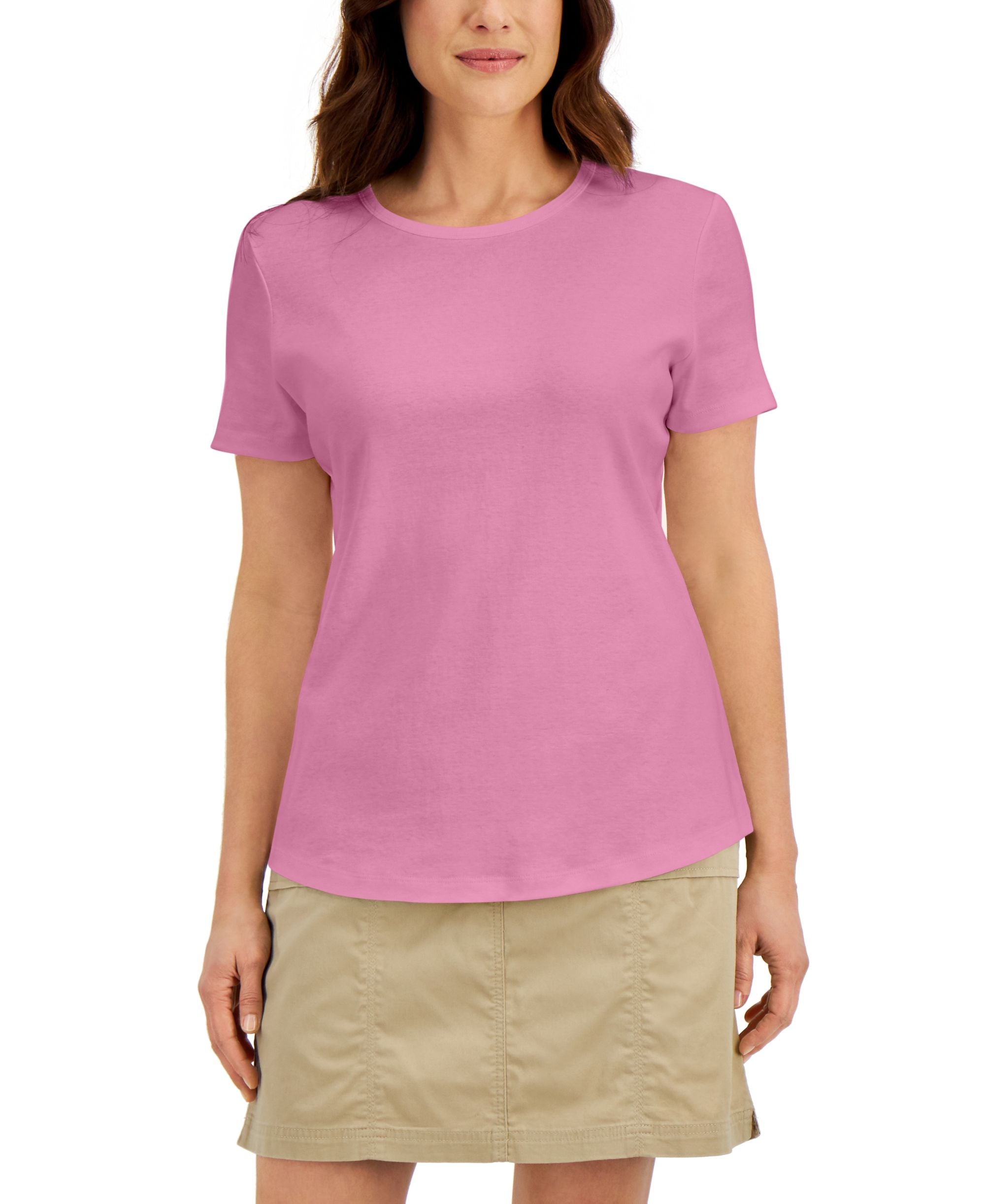 Karen Scott Cotton Short-Sleeve Crewneck Premium Top
