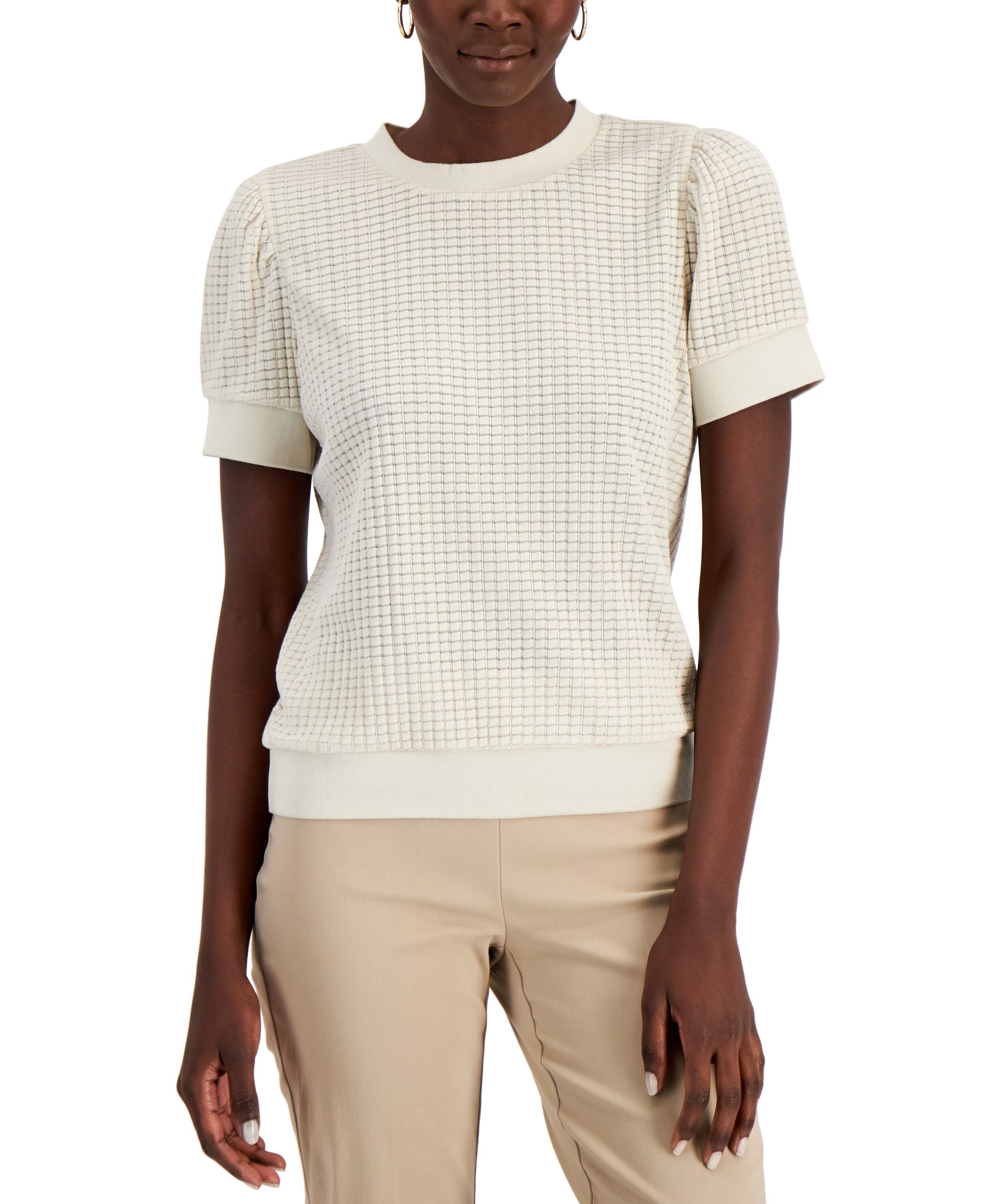 Alfani Textured Short-Sleeve Premium Top