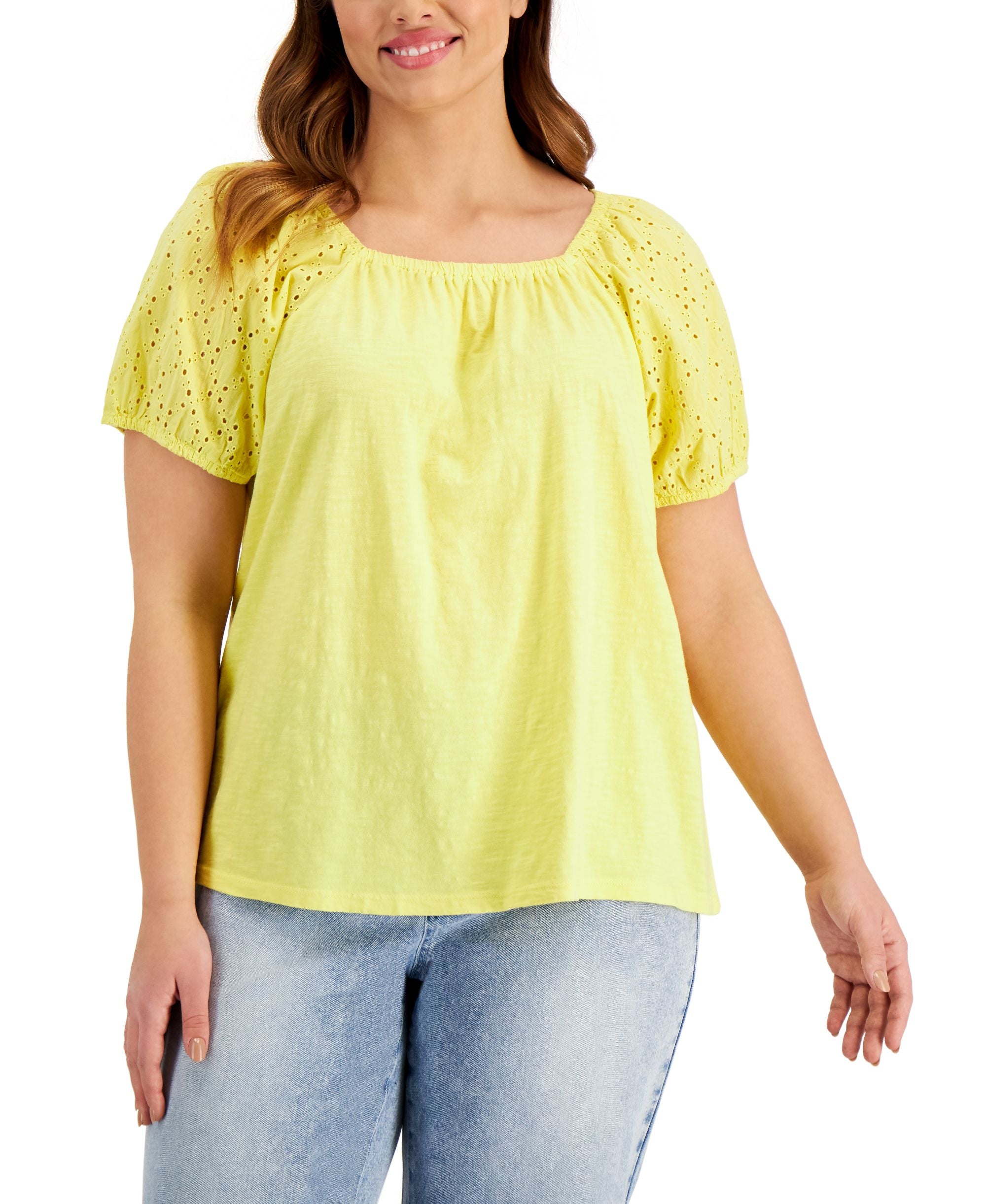 Style & Co Plus Size Cotton On Off Shoulder Premium Top
