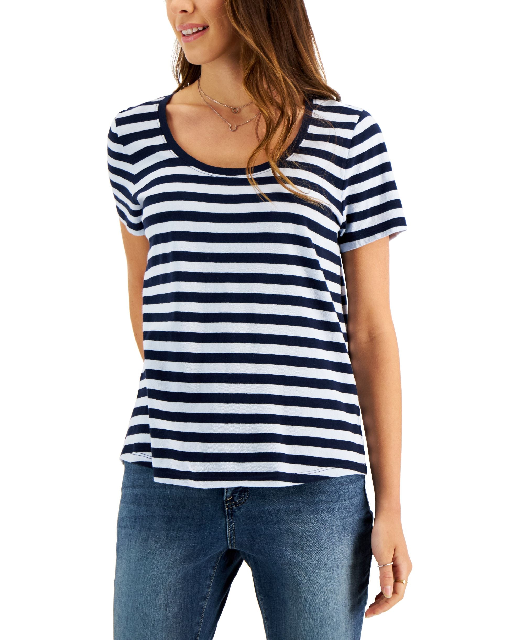 Style & Co Striped Scoop Neck T-Modern Shirt