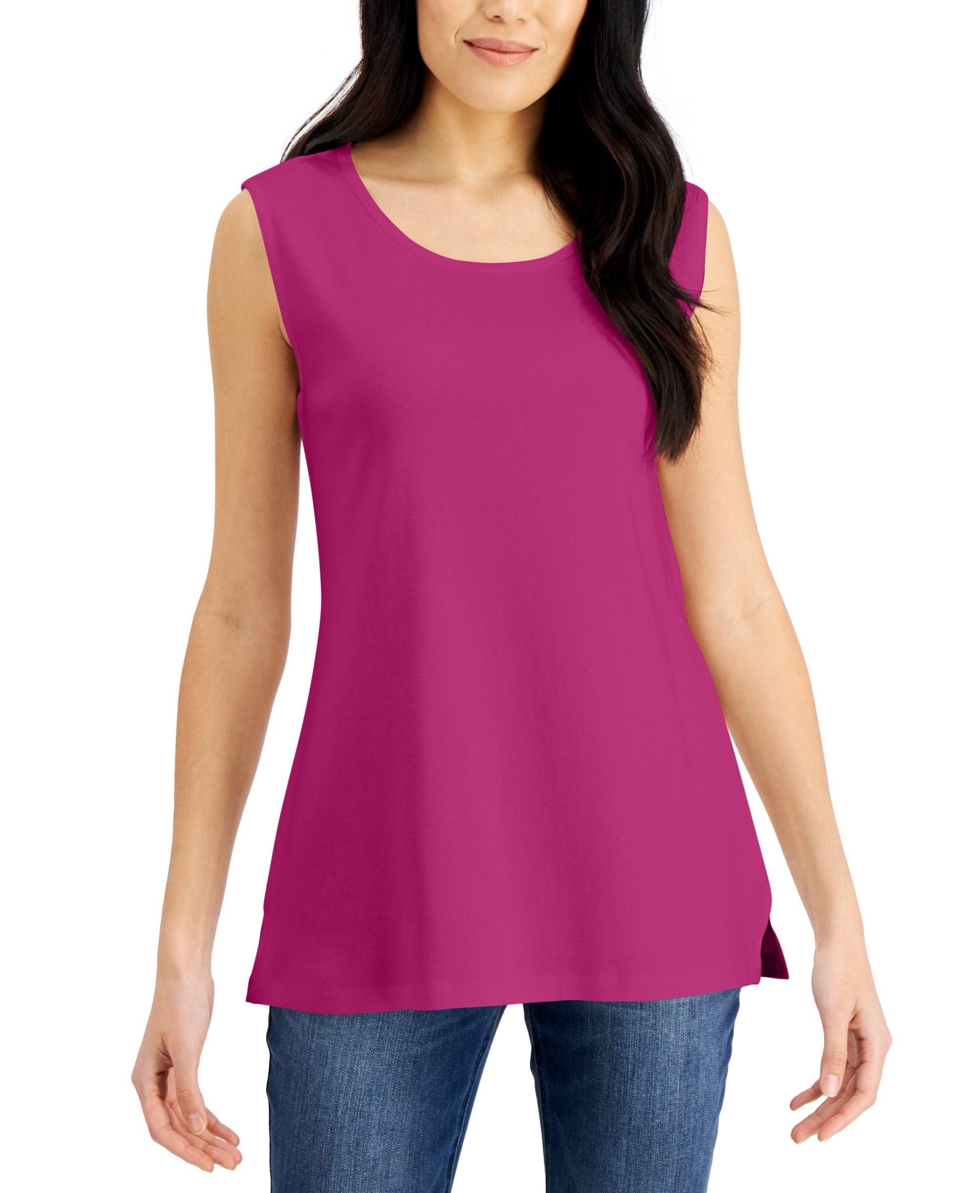 Karen Scott Womens Short-Sleeve Cotton Tunic Tank Premium Top