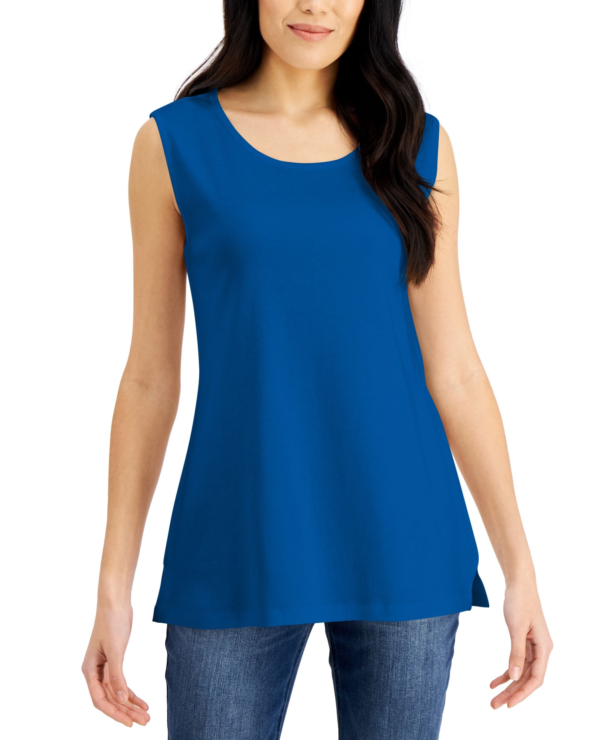 Karen Scott Womens Short-Sleeve Cotton Tunic Tank Premium Top