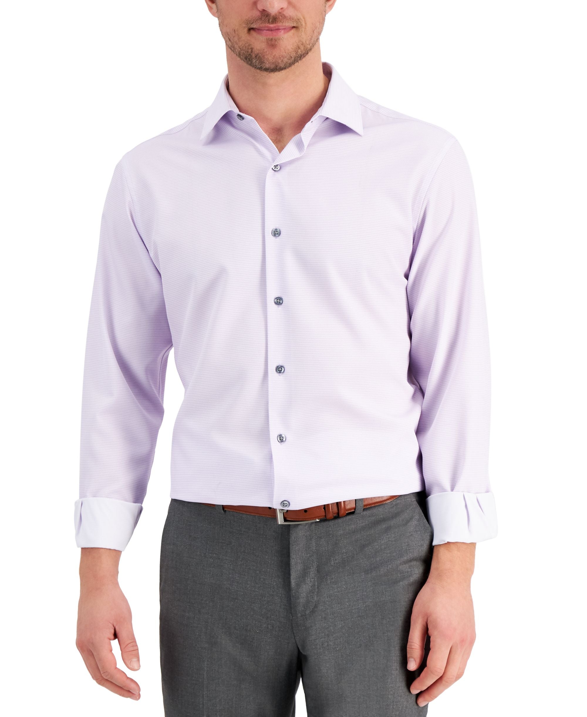 Alfani Mens Slim-Cut Fit 4 Way Stretch Geo Print Dress Modern Shirt