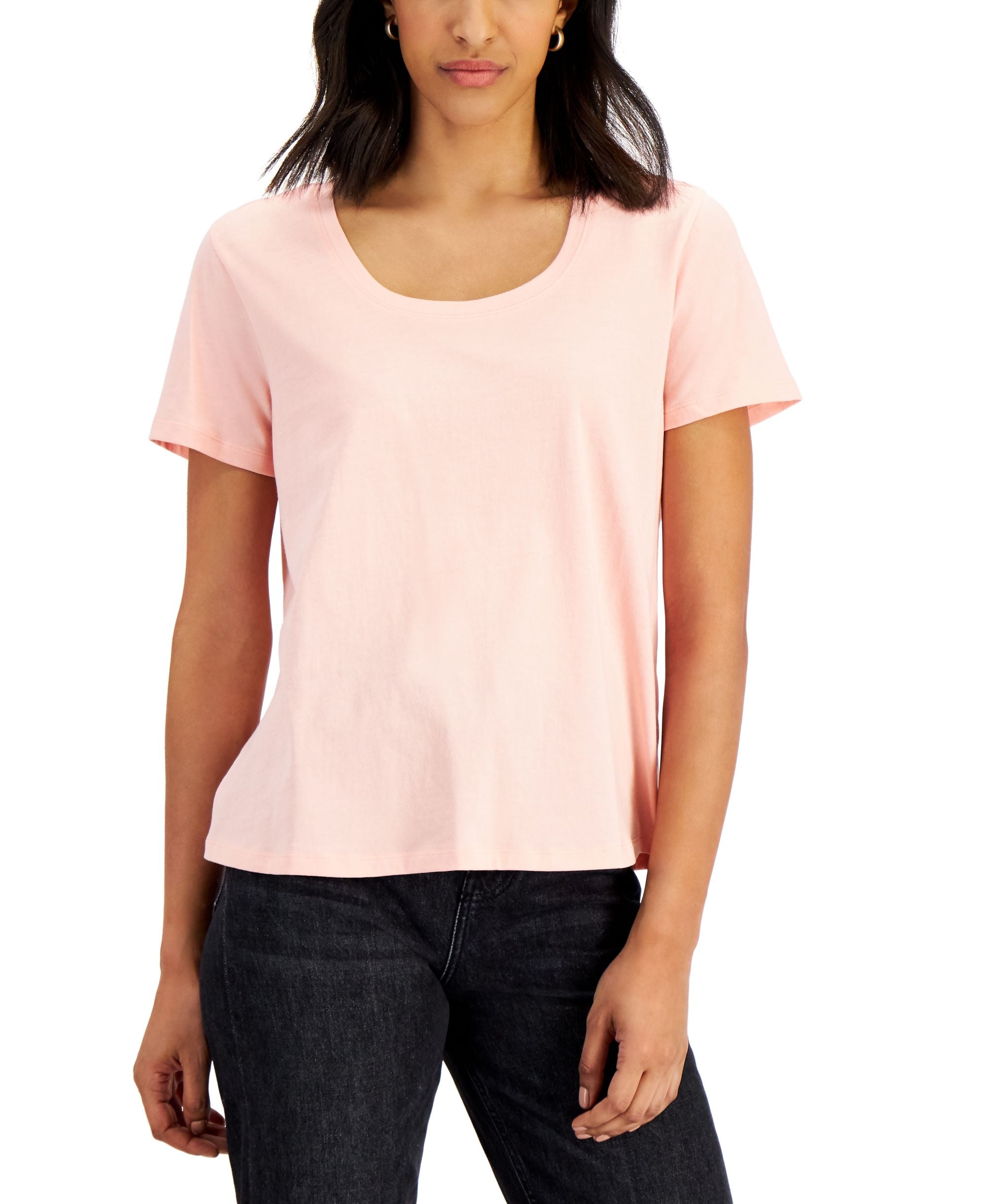 Style & Co Petite Cotton Scoop Neck T-Modern Shirt