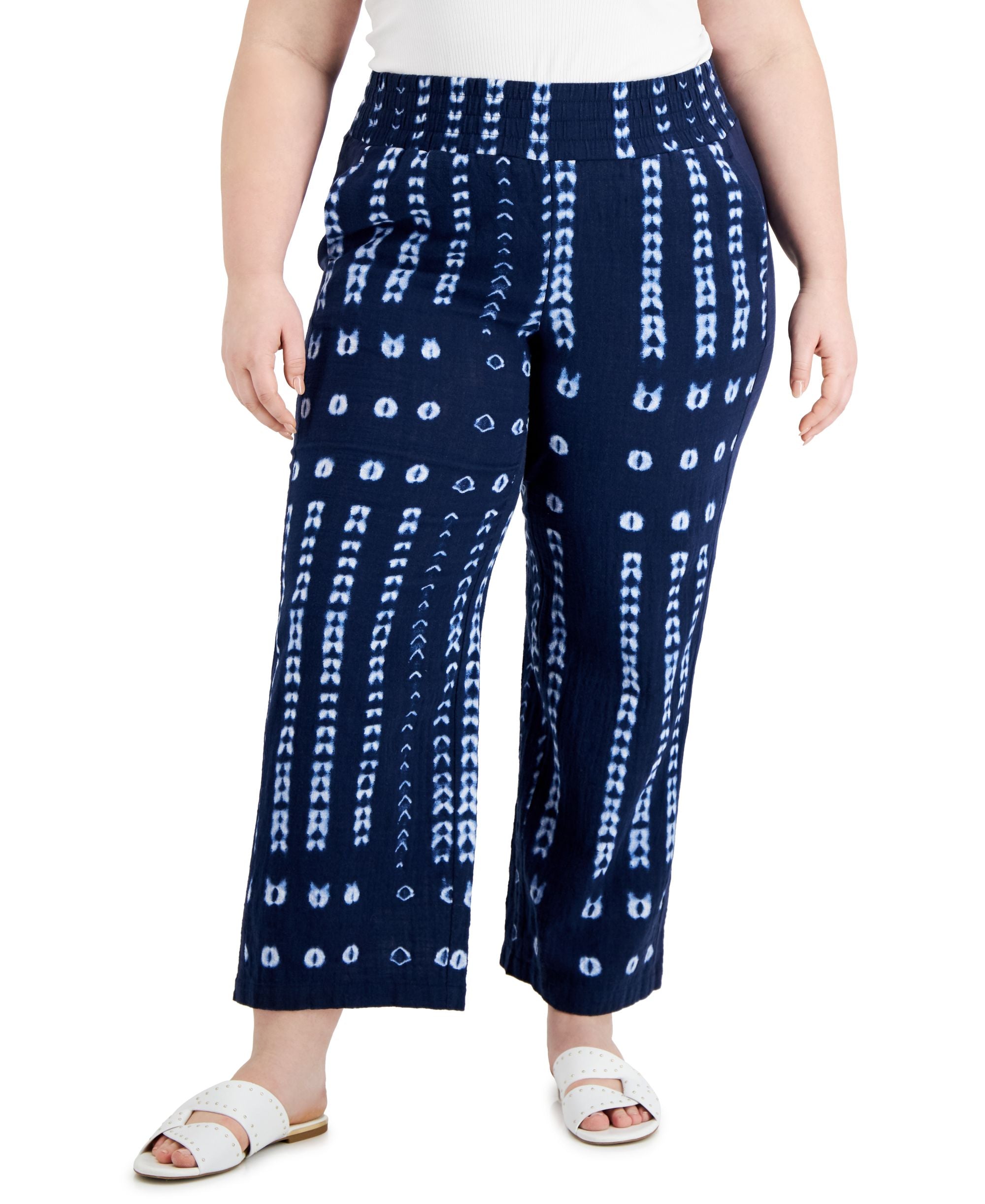 INC International Concepts Plus Size Printed Cotton Signature Pants